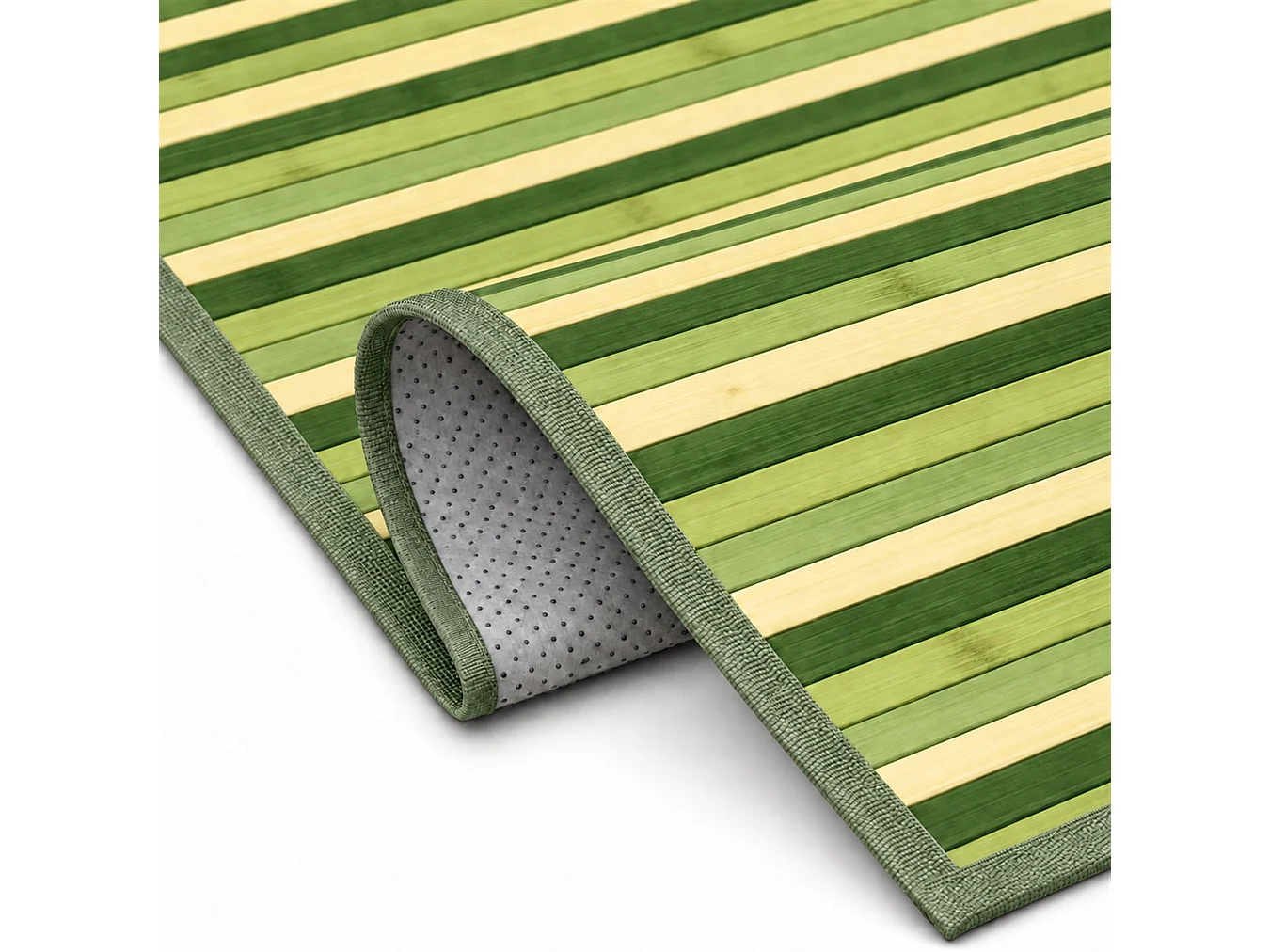 The White Stone Tapis en Bambou Dégradé 55x100 cm Vert | Tapis de Cuisine et Salle de Bain Antidérapant | Tapis en Bambou avec Dos Antidérapant et Bordure en