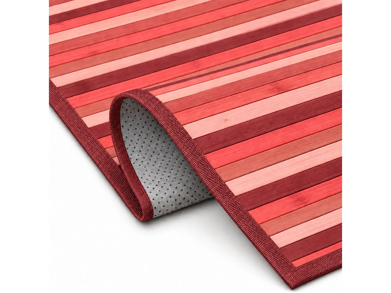 The White Stone Tapis en Bambou Dégradé 55x100 cm Rouge | Tapis de Cuisine et Salle de Bain Antidérapant | Tapis en Bambou avec Dos Antidérapant et Bordure en