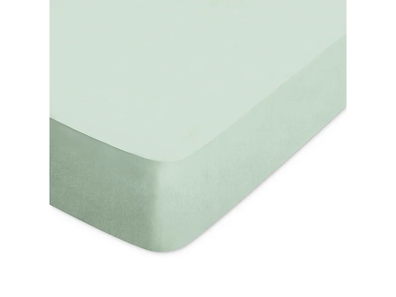 Drap housse uni 90x200 cm bonnet 30 cm coton ALTO vert fleur d'amandier