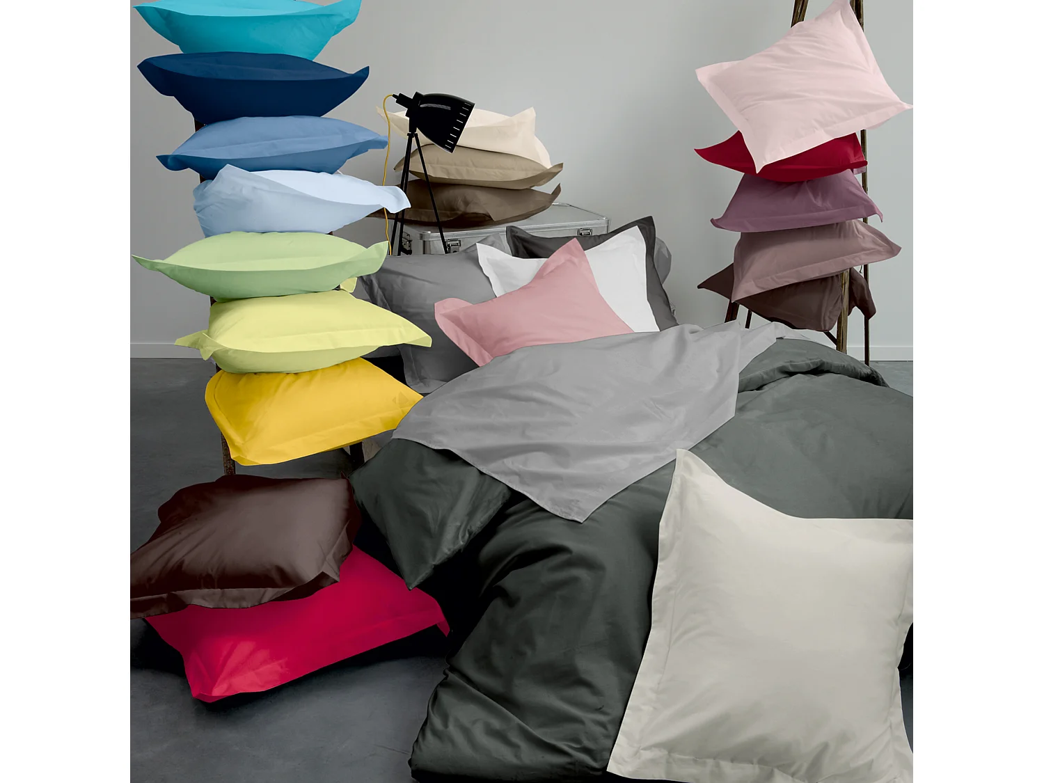 Drap housse uni 140x220 cm bonnet 50 cm coton ALTO vert fleur d'amandier