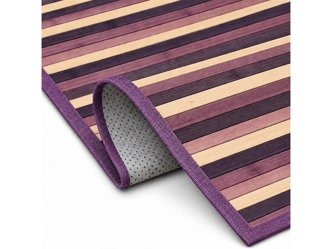 The White Stone Tapis en Bambou Dégradé 55x240 cm Violet | Tapis de Cuisine et Salle de Bain Antidérapant | Tapis en Bambou avec Dos Antidérapant et Bordure en