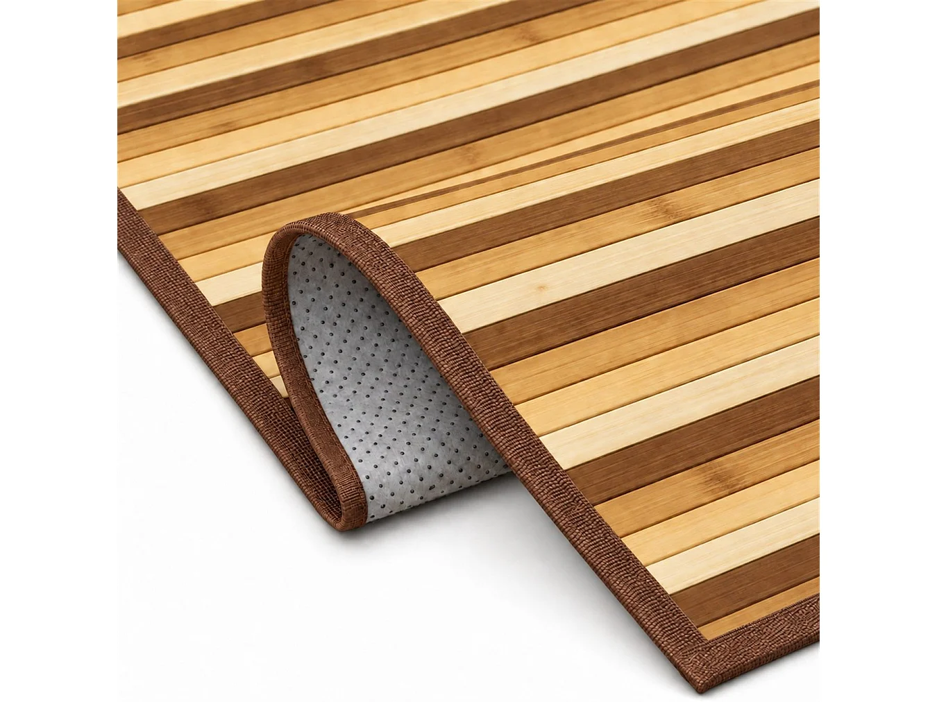 The White Stone Tapis en Bambou Dégradé 55x140 cm Beige | Tapis de Cuisine et Salle de Bain Antidérapant | Tapis en Bambou avec Dos Antidérapant et Bordure en