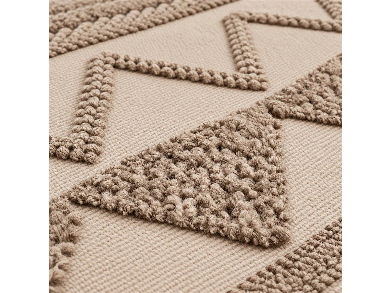 The White Stone Tapis Berbère 140x200 cm Beige | 100% Coton, Antidérapant et Lavable à 30°C | Motifs Géométriques en Relief Style Marocain pour Salon et Chambre