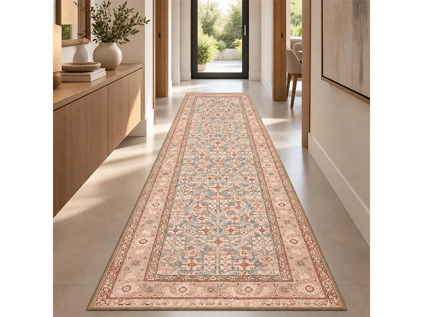 The White Stone Tappeto 140x190 cm Fantasia Herat | Tappeto Orientale Stile Persiano con Effetto Vintage Antichizzato | Pelo Corto in 100% Poliestere, Stampa
