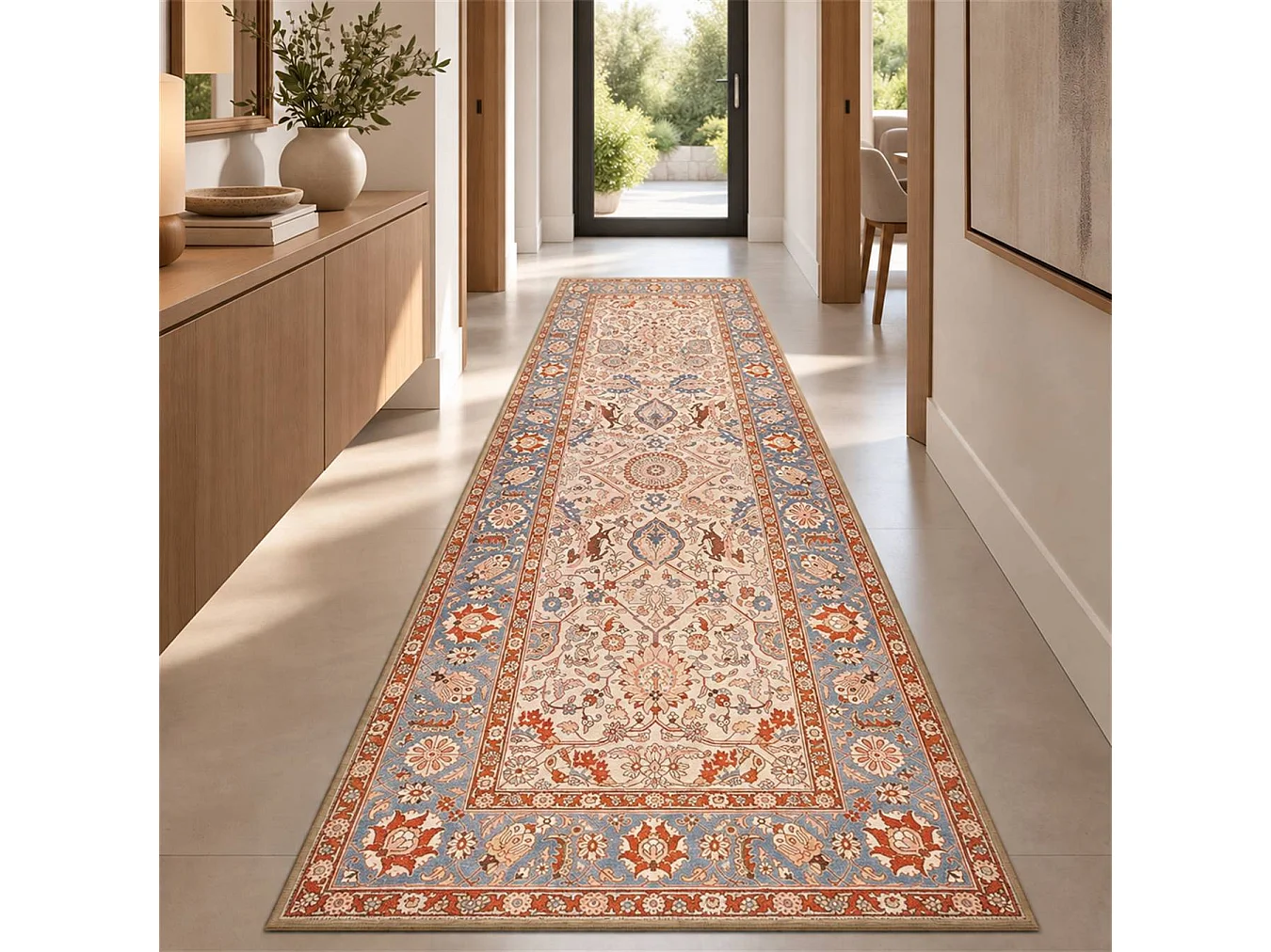 The White Stone Tappeto 140x190 cm Fantasia Kashan | Tappeto Orientale Stile Persiano con Effetto Vintage Antichizzato | Pelo Corto in 100% Poliestere, Stampa