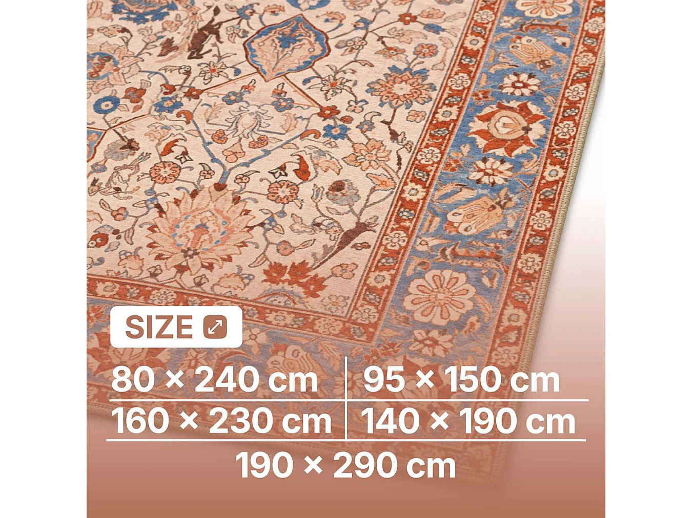 The White Stone Tappeto 140x190 cm Fantasia Kashan | Tappeto Orientale Stile Persiano con Effetto Vintage Antichizzato | Pelo Corto in 100% Poliestere, Stampa