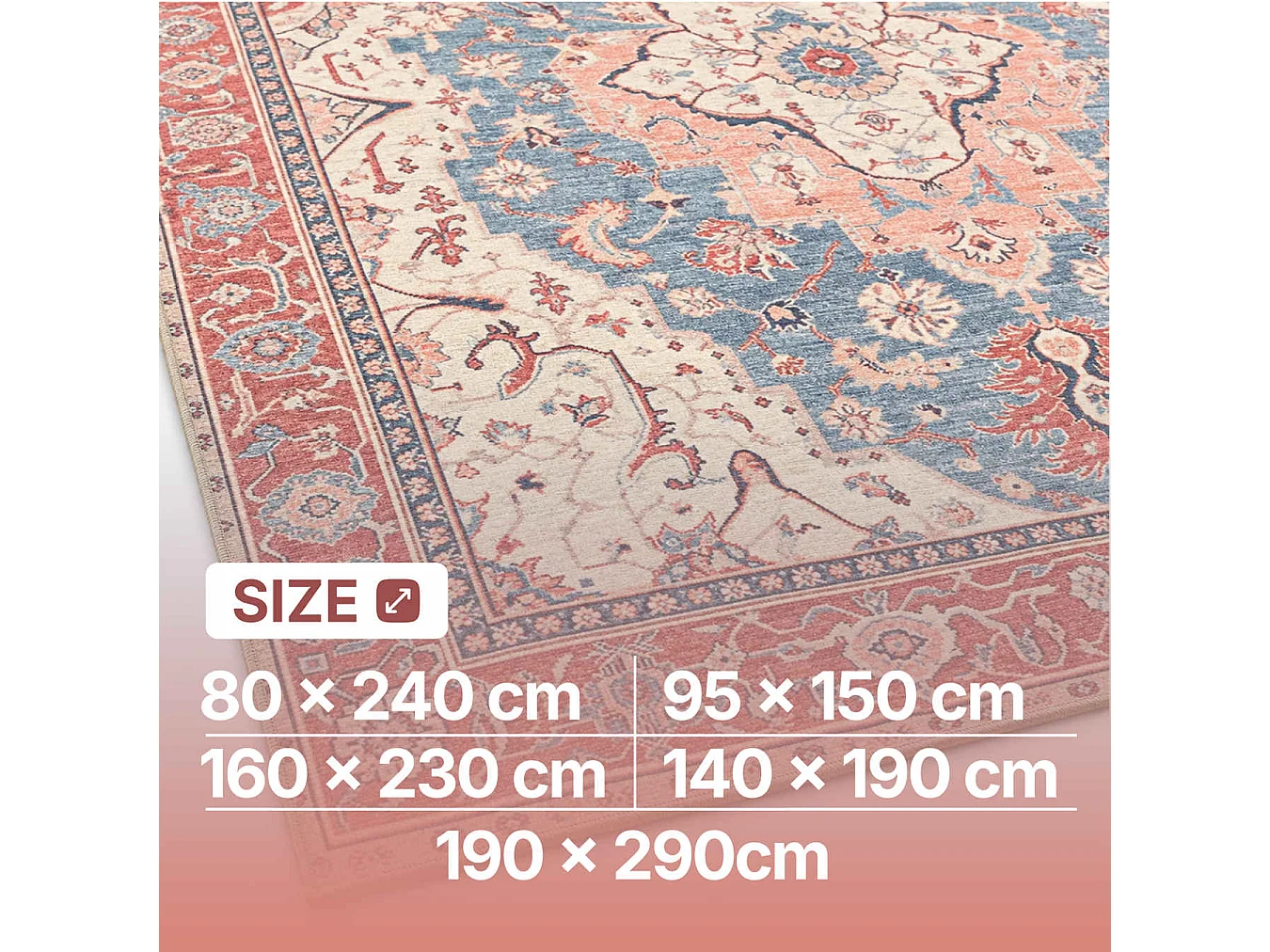 The White Stone Tapis Oriental Motif Heriz 80x240 cm | Tapis Style Persan avec Effet Vintage Vieilli | Poils Ras 100% Polyester, Impression Numérique, Lavable à