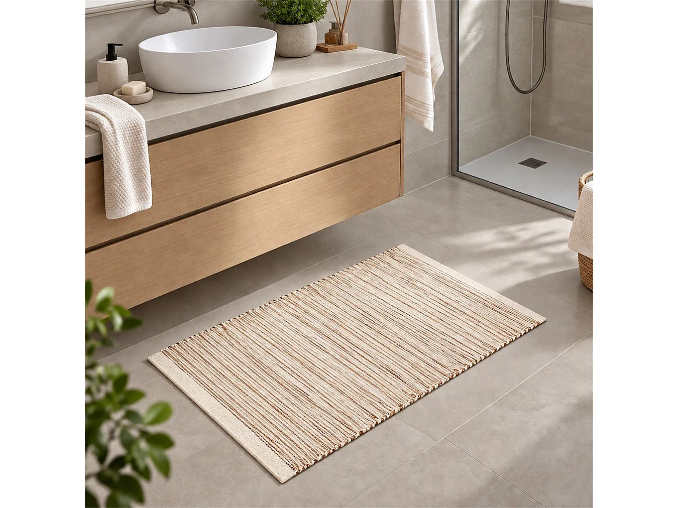 The White Stone Handgemaakt kelim vloerkleed van katoen 55x280 cm ivoor | Traditionele berberstijl, platgeweven en effen | 100% katoen, machinewasbaar