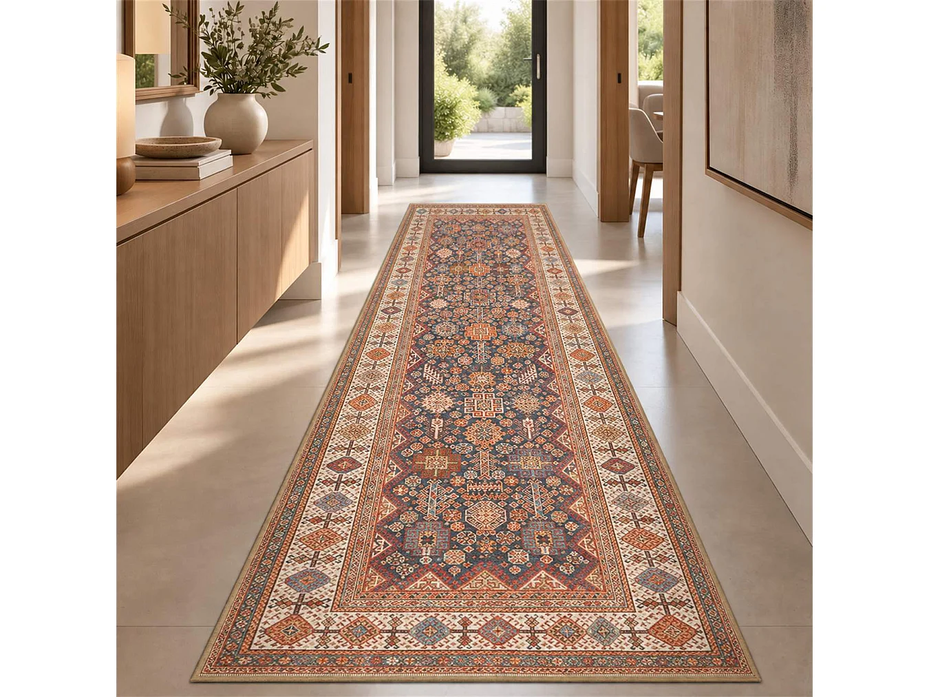 The White Stone Dywan orientalny wzór Sarouk 95x150 cm | Dywan w stylu perskim z postarzanym efektem vintage | Krótkie włosie, 100% poliester, nadruk cyfrowy