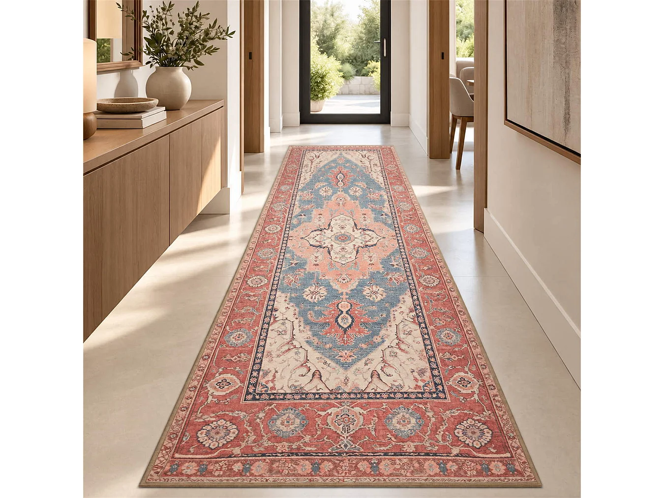 The White Stone Tappeto 140x190 cm Fantasia Heriz | Tappeto Orientale Stile Persiano con Effetto Vintage Antichizzato | Pelo Corto in 100% Poliestere, Stampa