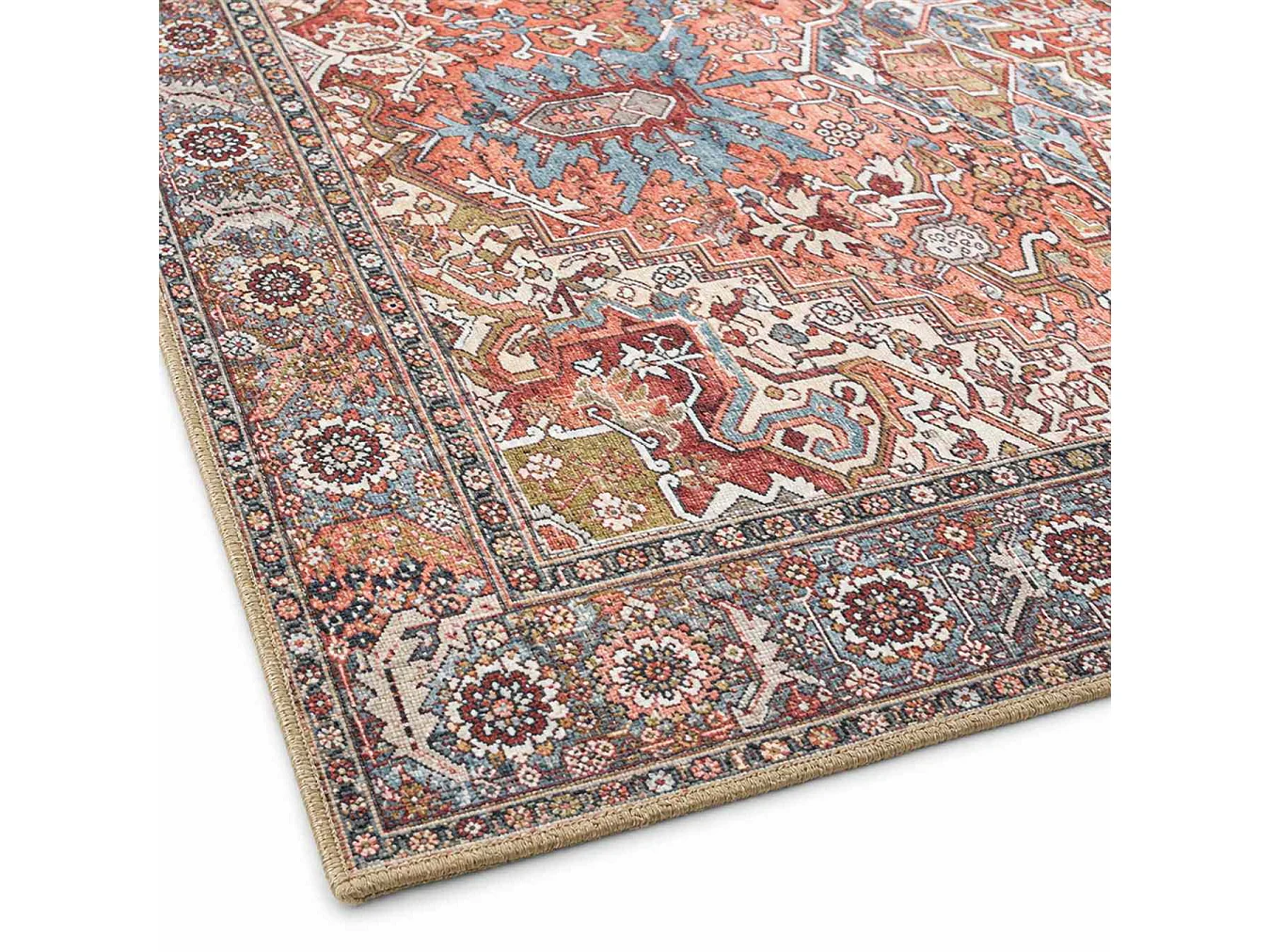 The White Stone Alfombra Oriental Diseño Tabriz 95x150 cm | Alfombra Estilo Persa con Efecto Vintage Envejecido | Pelo Corto 100% Poliéster, Impresión Digital