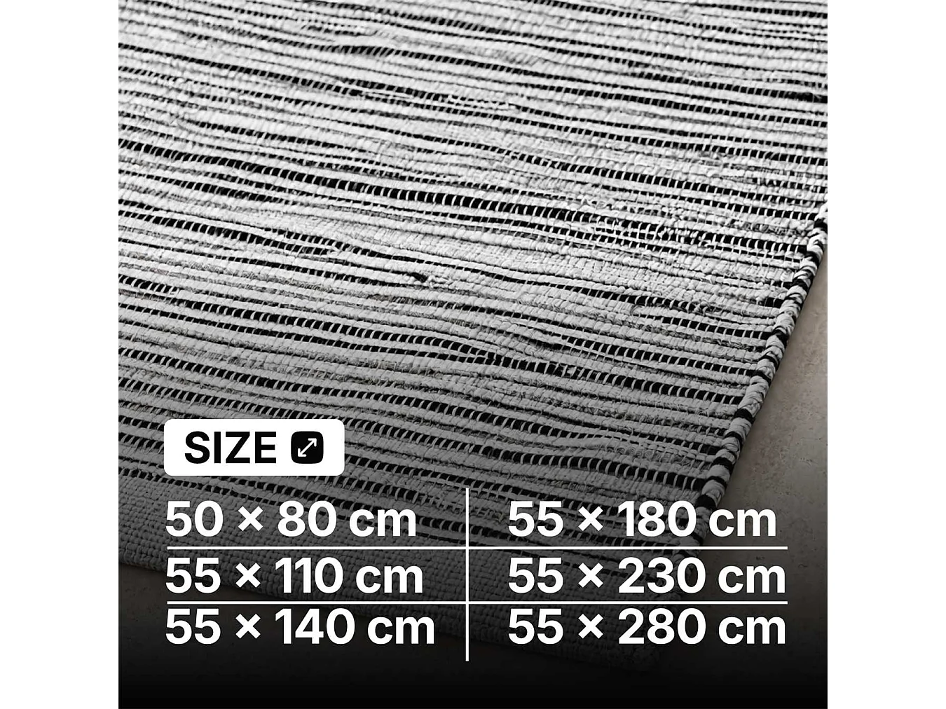 The White Stone Tapis Kilim Artisanal en Coton 55x180 cm Gris | Style Berbère Traditionnel, Tissage Plat, Uni | 100% Coton, Lavable en Machine