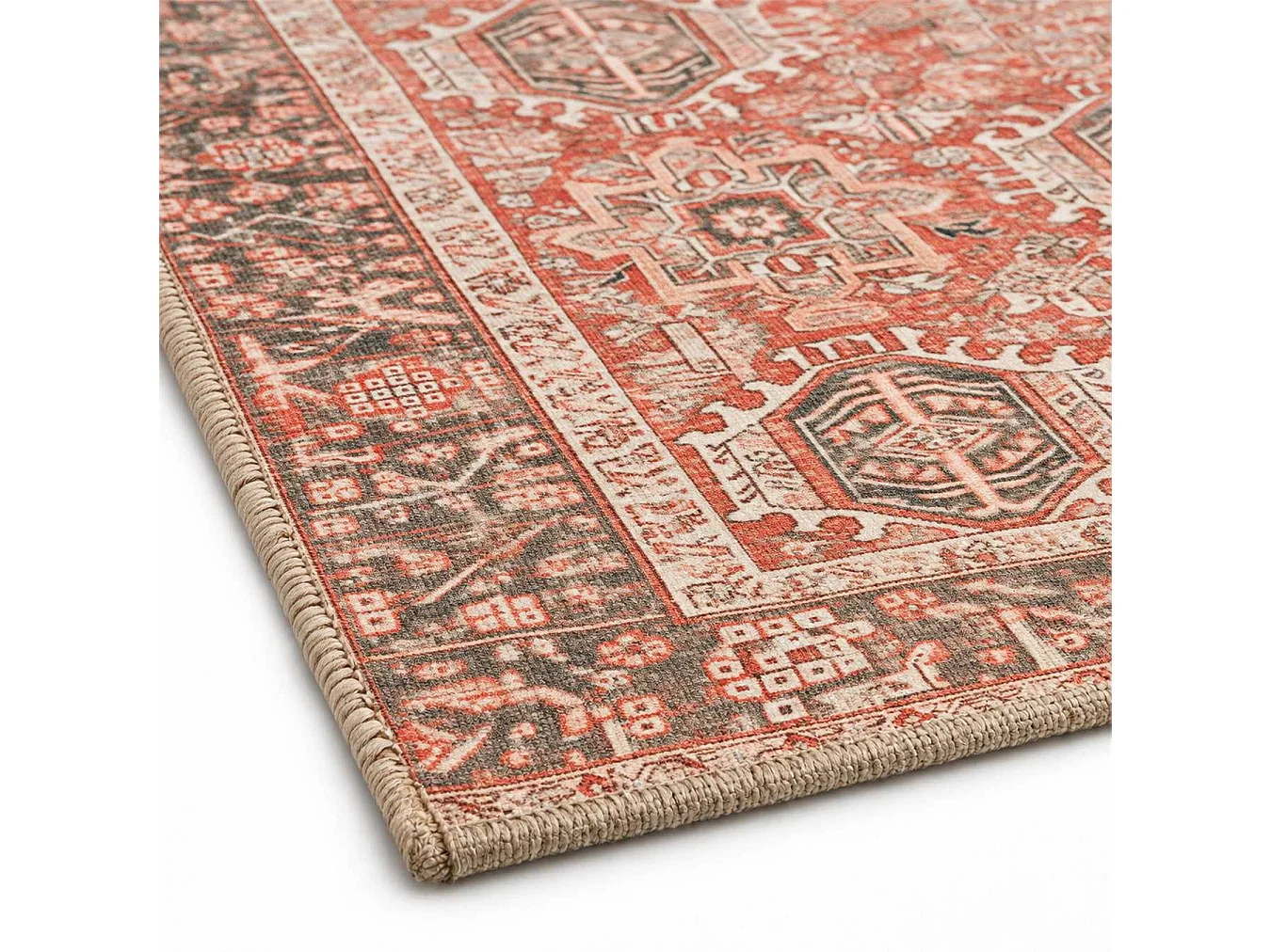 The White Stone Tapis Oriental Motif Babilonia 190x290 cm | Tapis Style Persan avec Effet Vintage Vieilli | Poils Ras 100% Polyester, Impression Numérique, Lavable