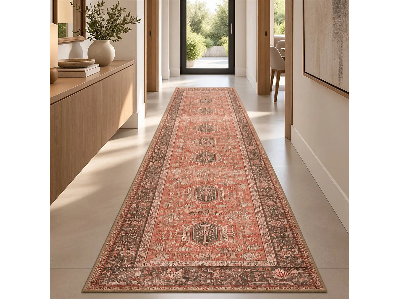 The White Stone Tapis Oriental Motif Babilonia 190x290 cm | Tapis Style Persan avec Effet Vintage Vieilli | Poils Ras 100% Polyester, Impression Numérique, Lavable