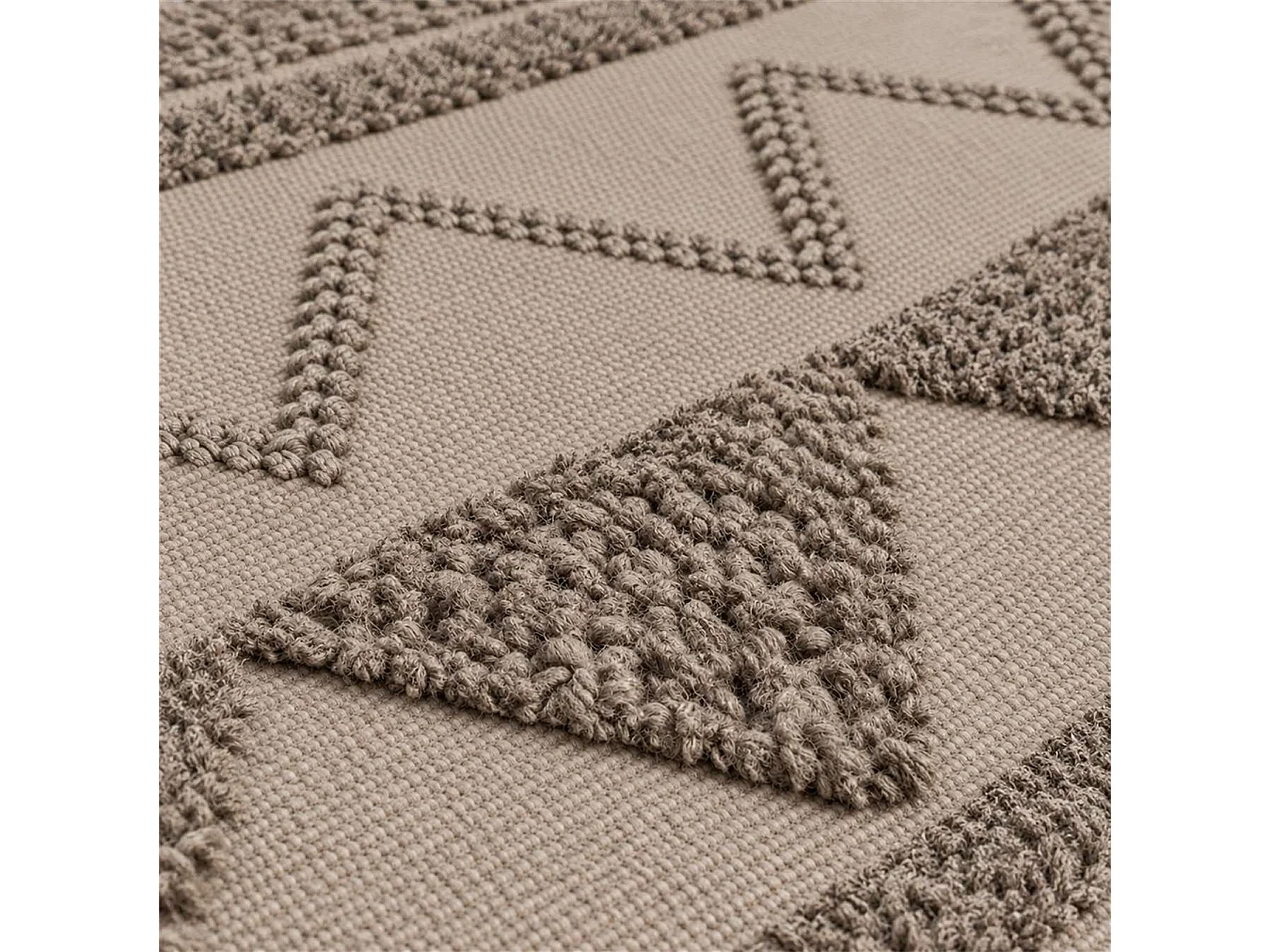 The White Stone Berber vloerkleed 160x230 cm taupe | 100% katoen, antislip en wasbaar op 30°C | Geometrisch reliëfpatroon in Marokkaanse stijl voor woonkamer en