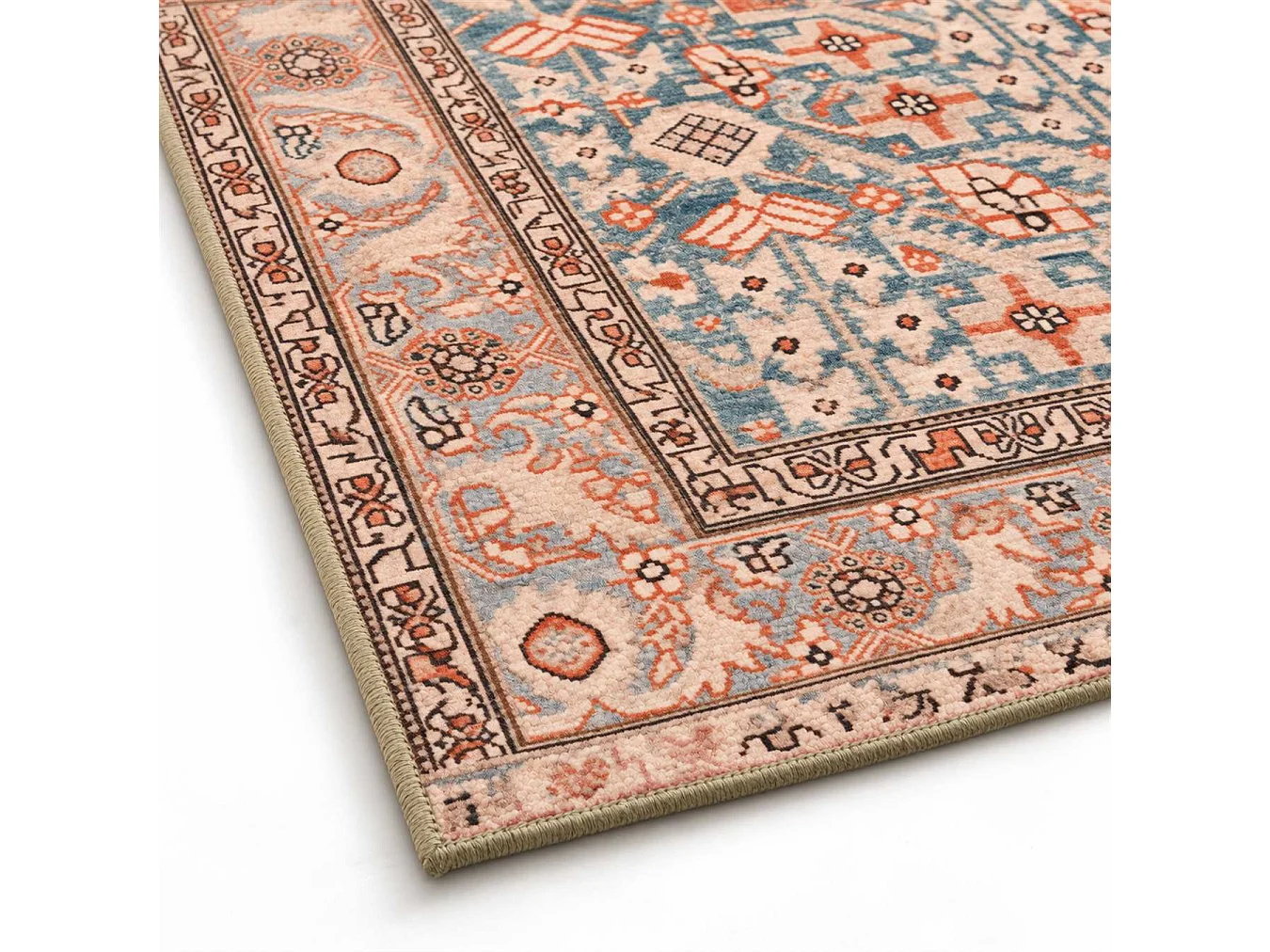 The White Stone Tapis Oriental Motif Herat 95x150 cm | Tapis Style Persan avec Effet Vintage Vieilli | Poils Ras 100% Polyester, Impression Numérique, Lavable à