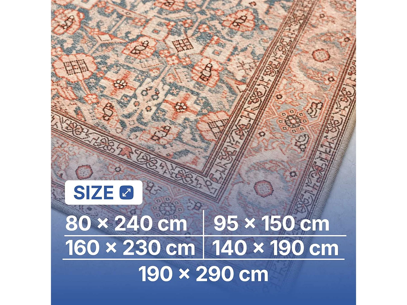 The White Stone Tapis Oriental Motif Herat 95x150 cm | Tapis Style Persan avec Effet Vintage Vieilli | Poils Ras 100% Polyester, Impression Numérique, Lavable à