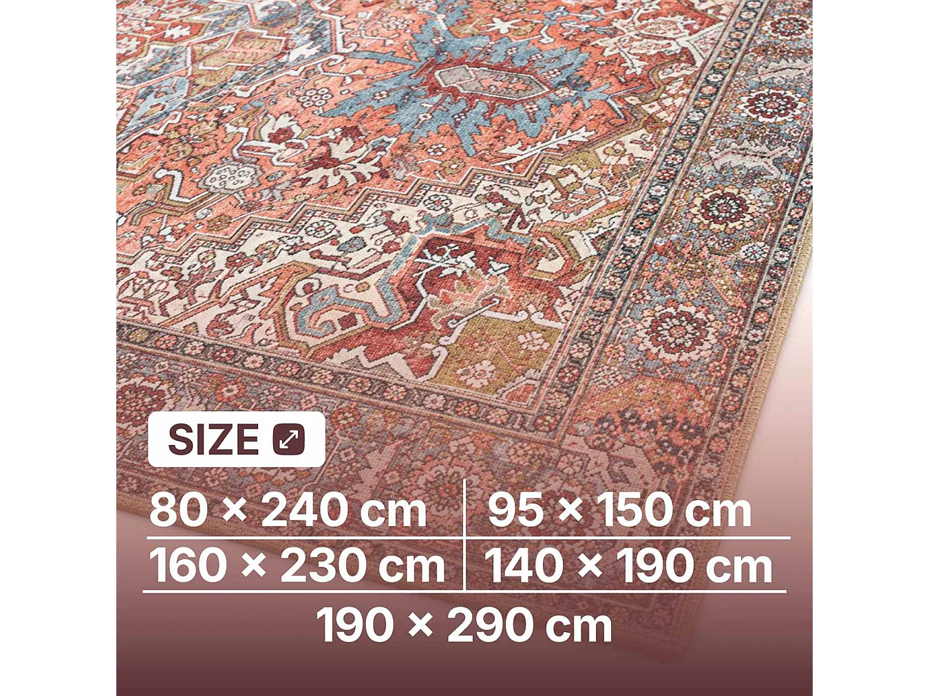 The White Stone Tappeto 140x190 cm Fantasia Tabriz | Tappeto Orientale Stile Persiano con Effetto Vintage Antichizzato | Pelo Corto in 100% Poliestere, Stampa