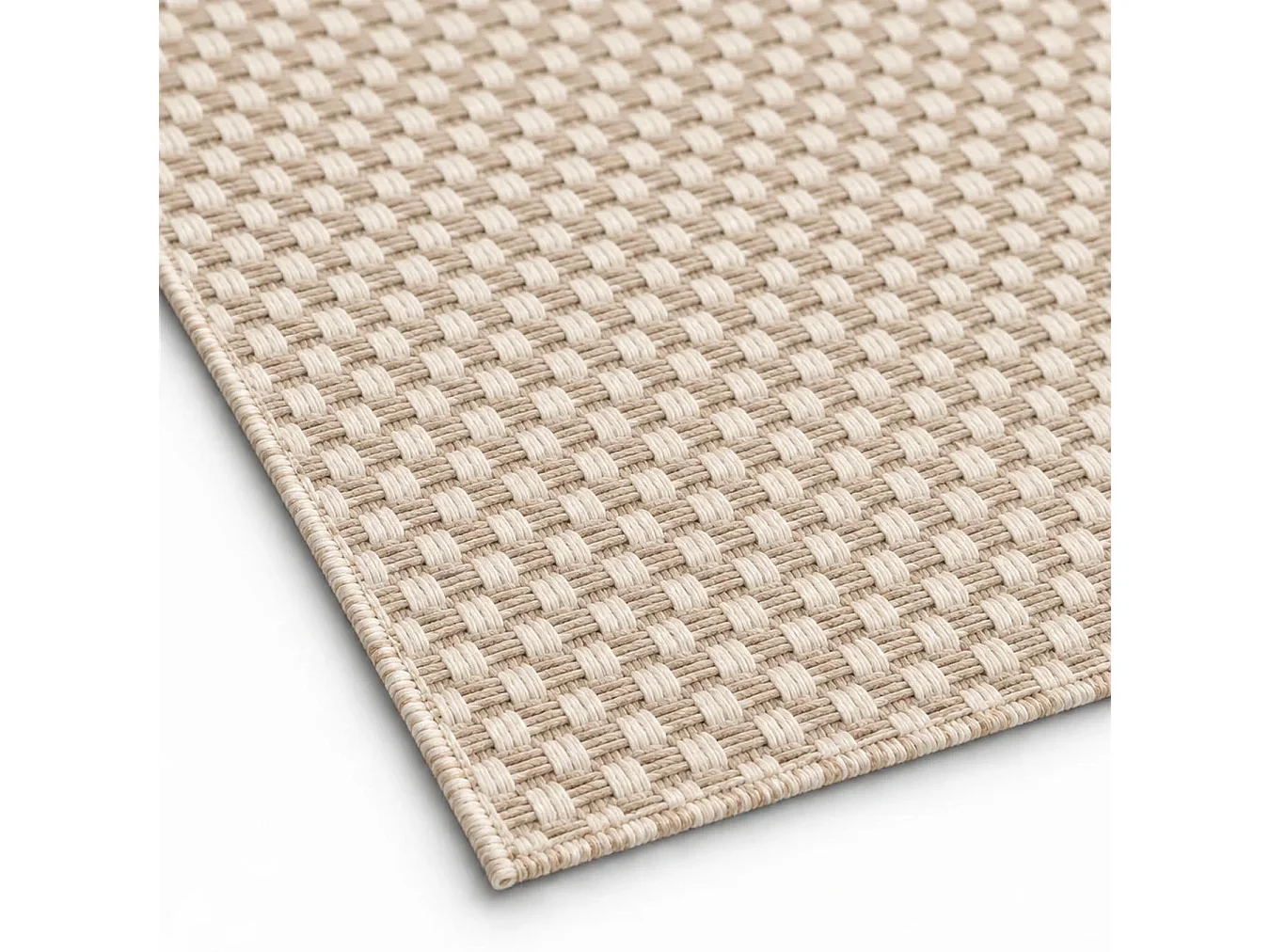 The White Stone Dywan zewnętrzny 140x200 cm kremowy | Do wnętrz i na zewnątrz, odporny na UV i wodę, można prać | Dywan z polipropylenu o płaskim splocie z efektem
