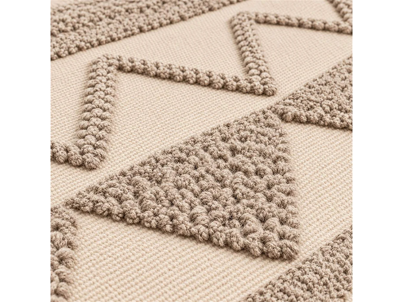 The White Stone Tappeto Berbero 120x180 cm Natural | Tappeto in 100% Cotone, Antiscivolo e Lavabile a 30°C | Disegni Geometrici in Rilievo in Stile Marocchino per
