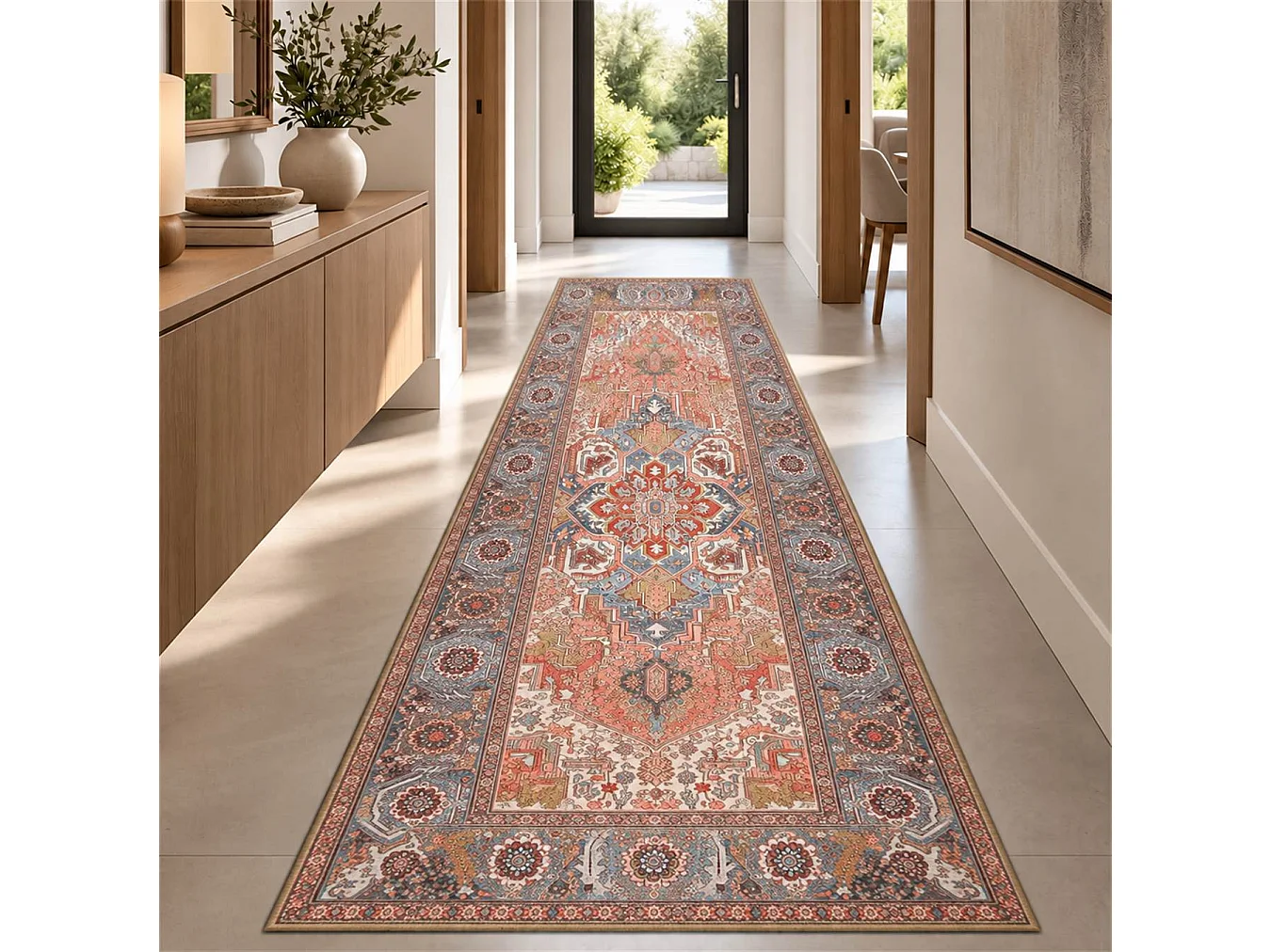 The White Stone Tapis Oriental Motif Tabriz 190x290 cm | Tapis Style Persan avec Effet Vintage Vieilli | Poils Ras 100% Polyester, Impression Numérique, Lavable à