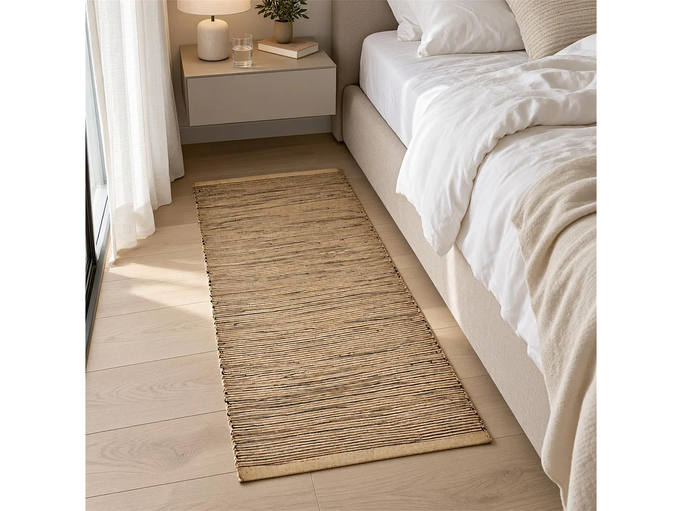 The White Stone Tapis Kilim Artisanal en Coton 50x80 cm Beige | Style Berbère Traditionnel, Tissage Plat, Uni | 100% Coton, Lavable en Machine