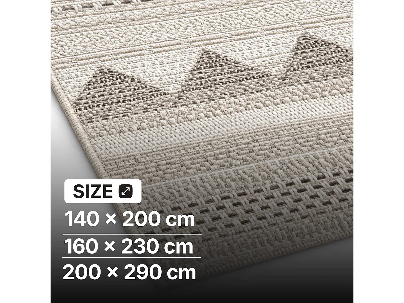 The White Stone Dywan zewnętrzny z etnicznym wzorem 140x200 cm beżowy | Do wnętrz i na zewnątrz, odporny na UV i wodę, można prać | Dywan z polipropylenu o płaskim