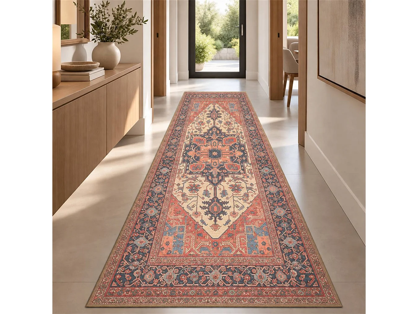 The White Stone Tappeto 140x190 cm Fantasia Teheran | Tappeto Orientale Stile Persiano con Effetto Vintage Antichizzato | Pelo Corto in 100% Poliestere, Stampa