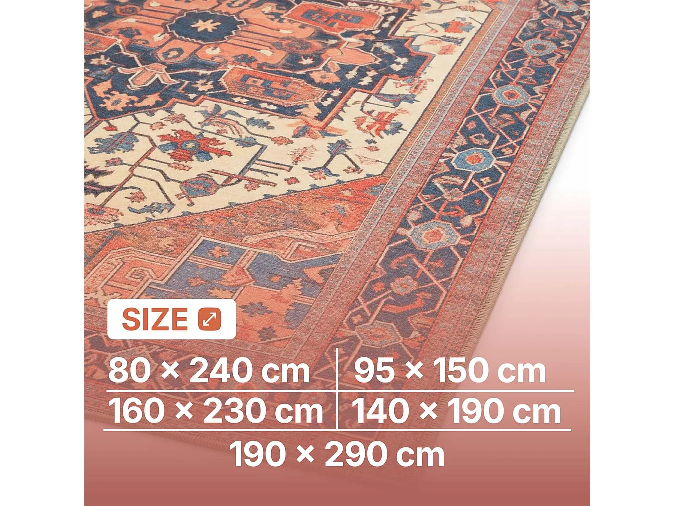 The White Stone Tappeto 140x190 cm Fantasia Teheran | Tappeto Orientale Stile Persiano con Effetto Vintage Antichizzato | Pelo Corto in 100% Poliestere, Stampa