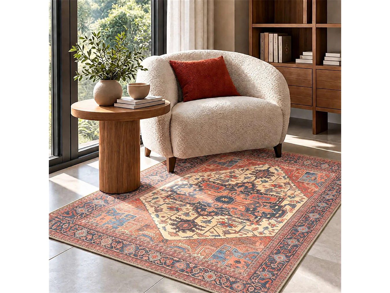 The White Stone Tappeto 140x190 cm Fantasia Teheran | Tappeto Orientale Stile Persiano con Effetto Vintage Antichizzato | Pelo Corto in 100% Poliestere, Stampa