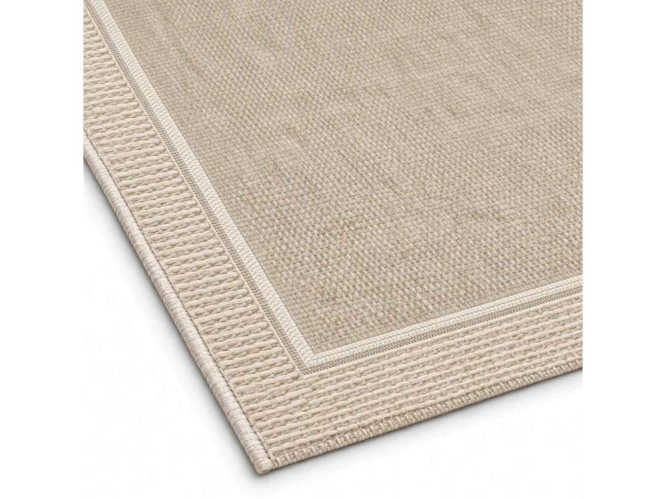 The White Stone Outdoor Teppich mit Bordüre 160x230 cm Olivgrün | Für innen und außen, UV-beständig, wasserfest und waschbar | Flachgewebe aus Polypropylen in