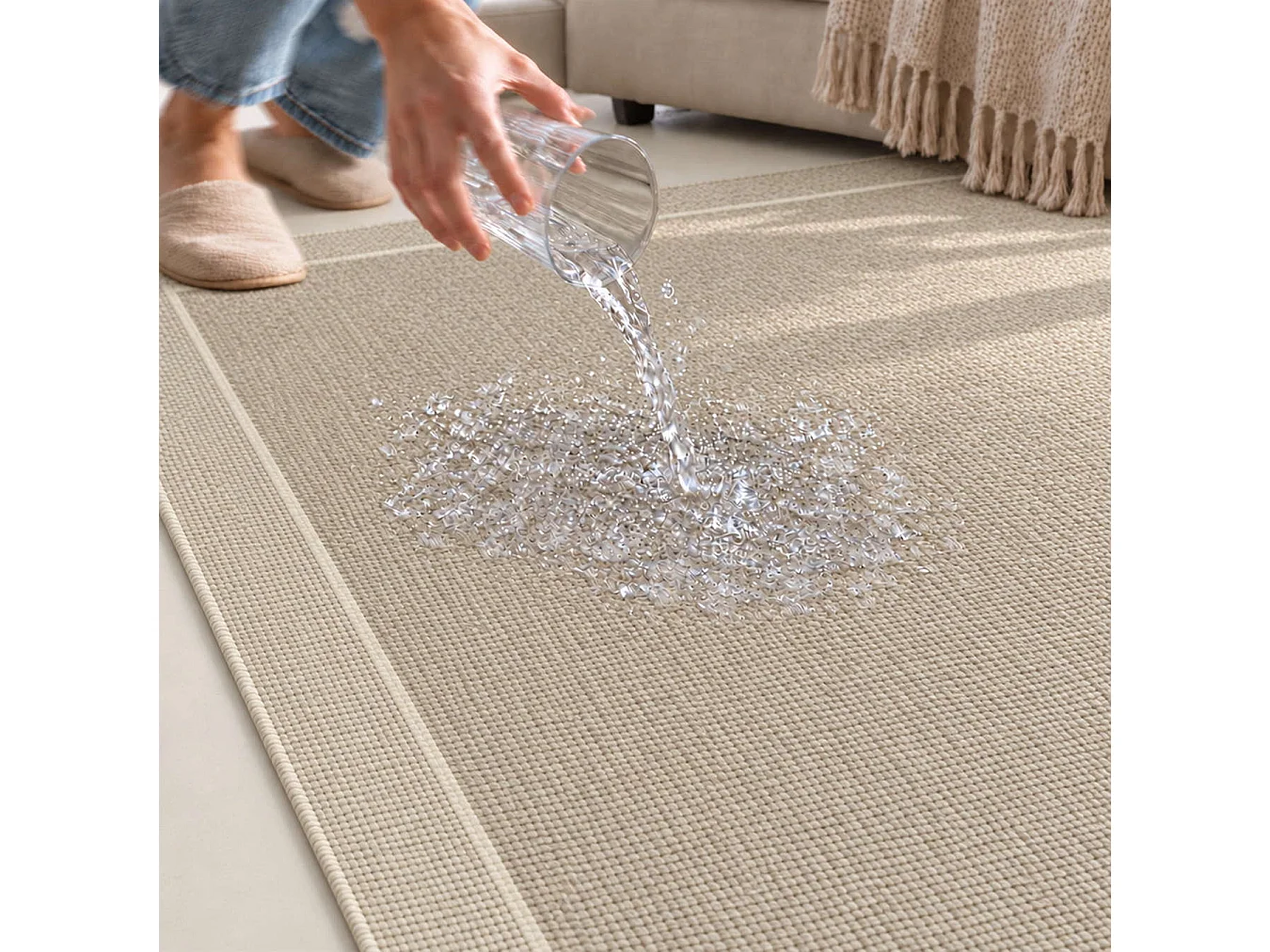 The White Stone Outdoor Teppich mit Bordüre 160x230 cm Olivgrün | Für innen und außen, UV-beständig, wasserfest und waschbar | Flachgewebe aus Polypropylen in