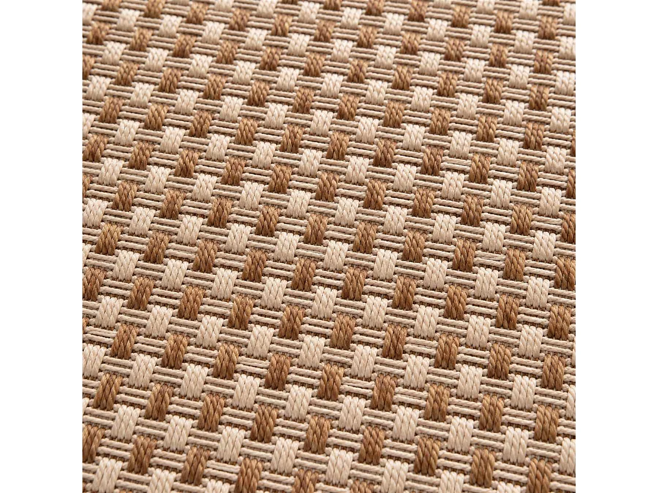 The White Stone Outdoor Teppich mit Karomuster 200x290 cm Karamell | Für innen und außen, UV-beständig, wasserfest und waschbar | Flachgewebe aus Polypropylen in