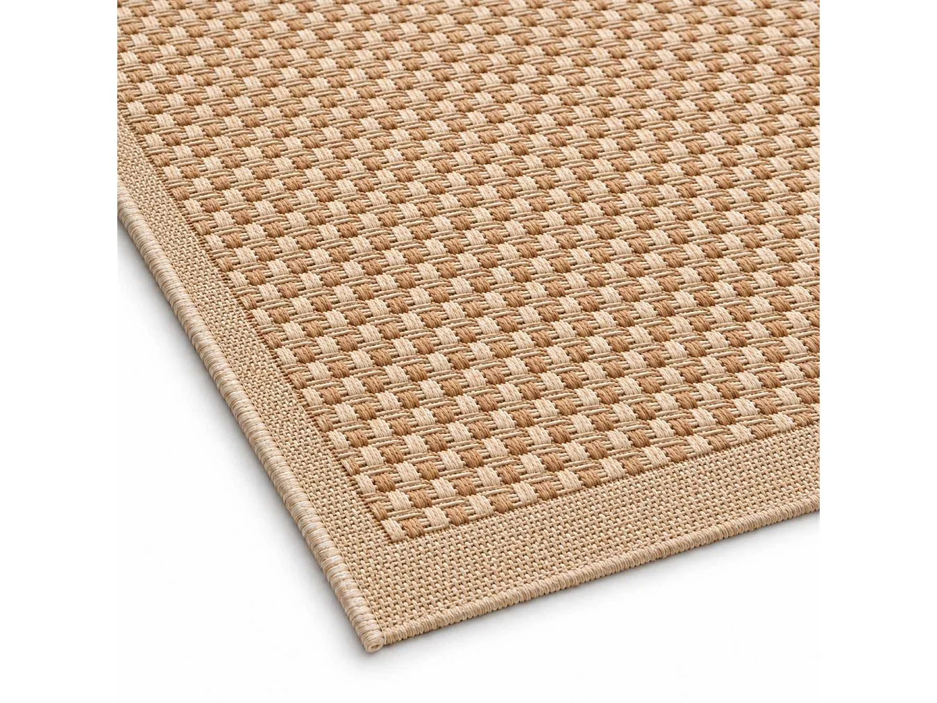 The White Stone Dywan zewnętrzny z plecionym wzorem 160x230 cm miodowy | Do wnętrz i na zewnątrz, odporny na UV i wodę, można prać | Dywan o płaskim splocie z