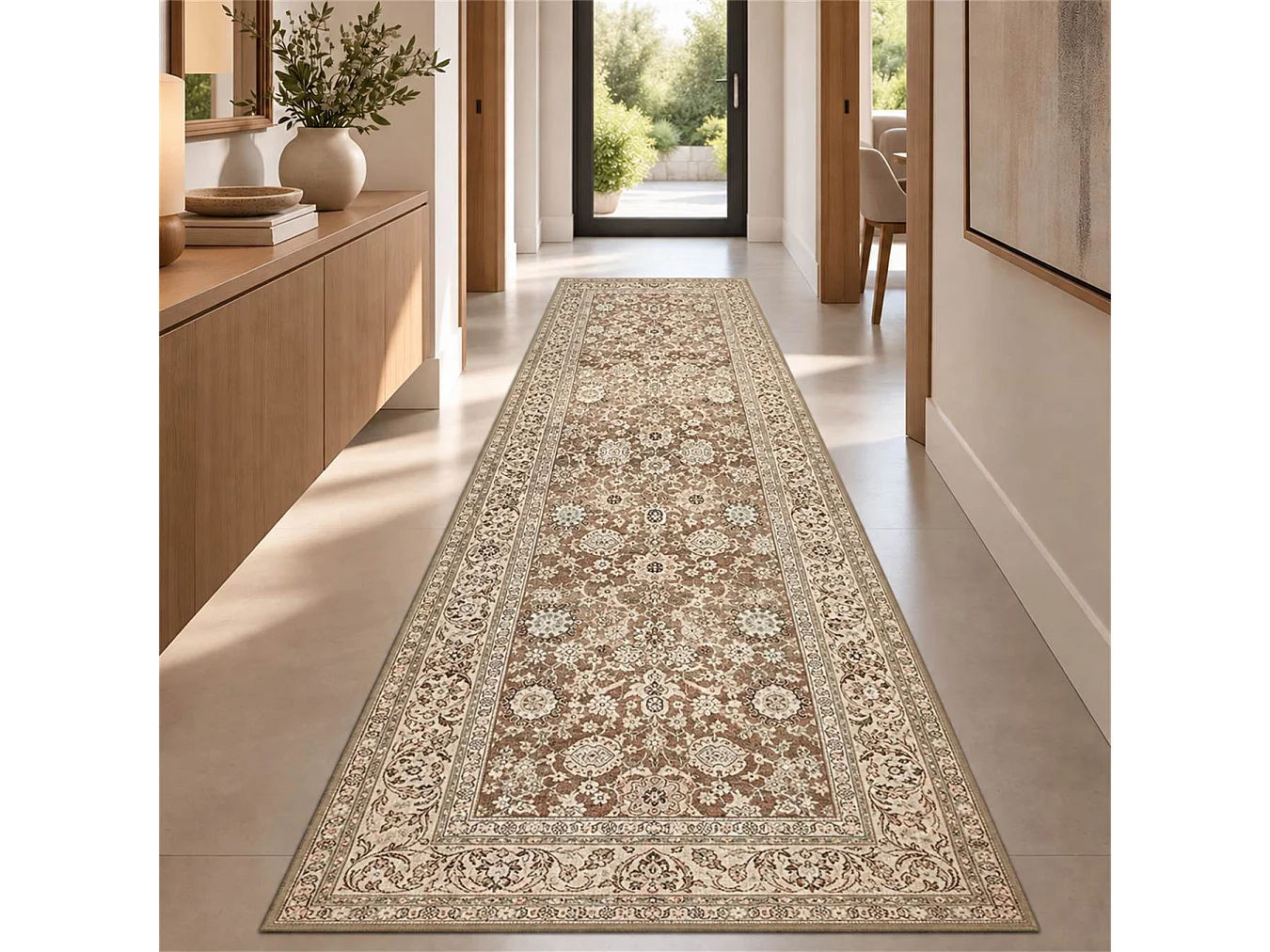 The White Stone Tappeto 140x190 cm Fantasia Hamdan | Tappeto Orientale Stile Persiano con Effetto Vintage Antichizzato | Pelo Corto in 100% Poliestere, Stampa