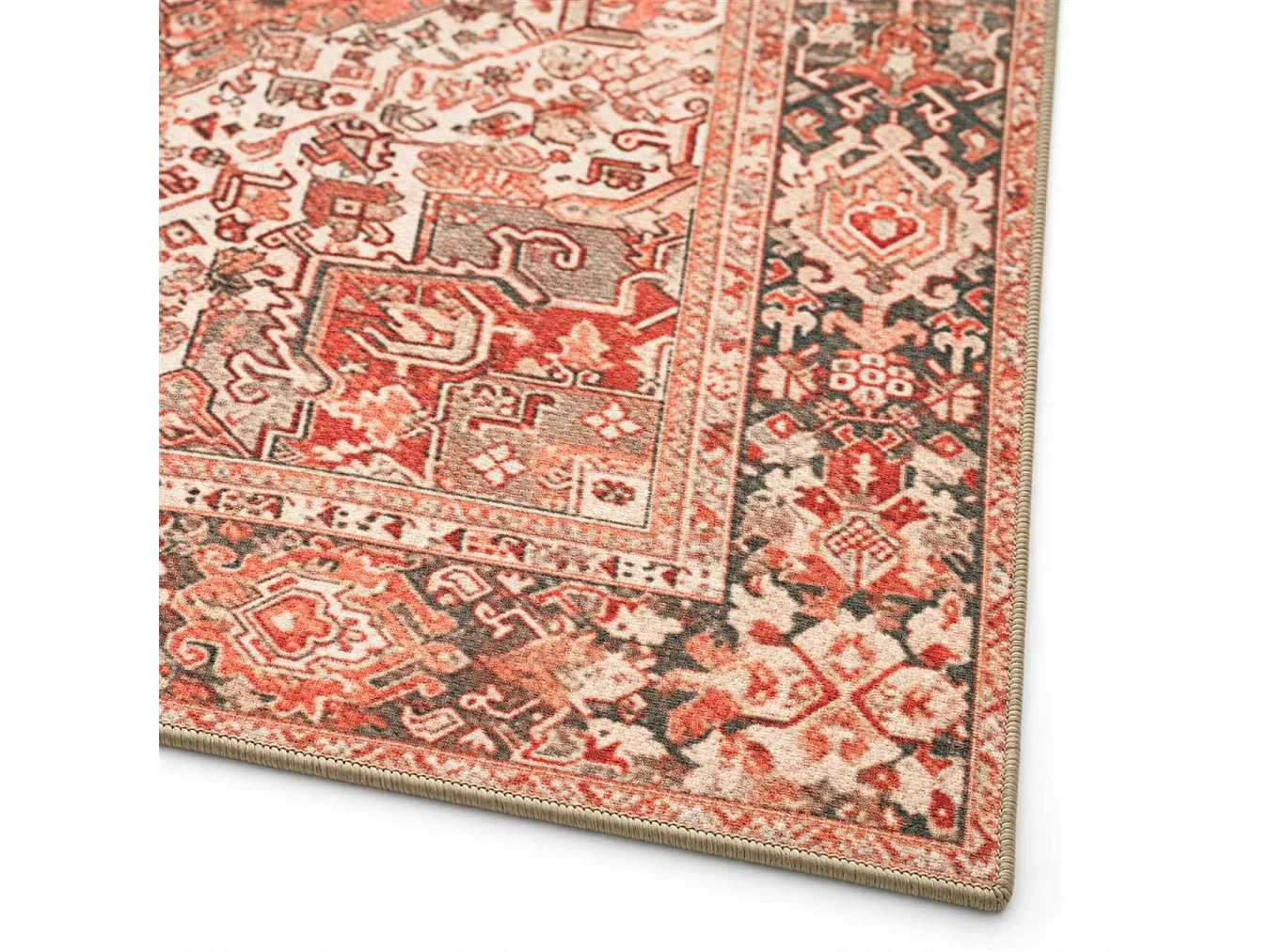 The White Stone Tapis Oriental Motif Shiraz 80x240 cm | Tapis Style Persan avec Effet Vintage Vieilli | Poils Ras 100% Polyester, Impression Numérique, Lavable à