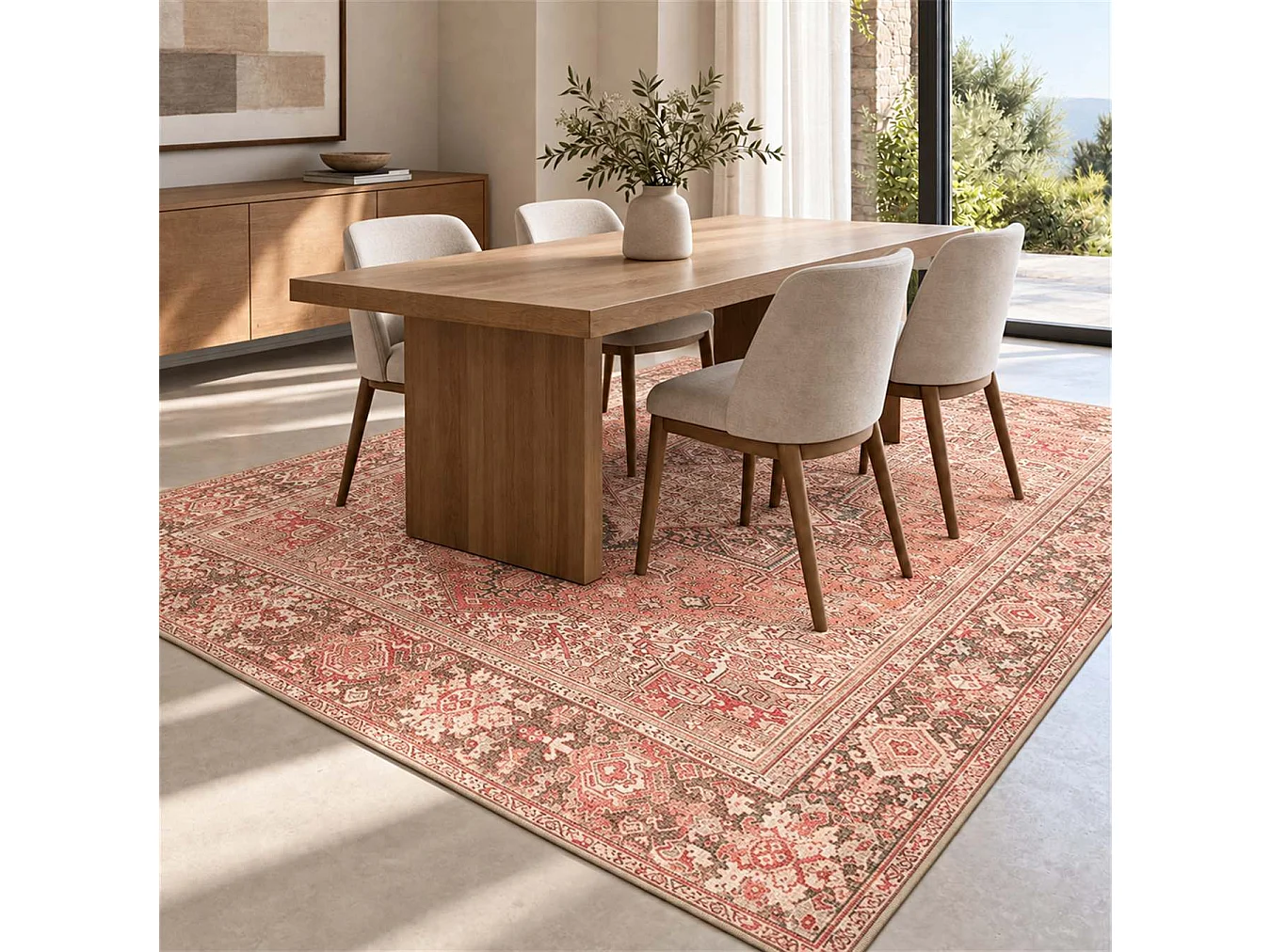 The White Stone Tapis Oriental Motif Shiraz 80x240 cm | Tapis Style Persan avec Effet Vintage Vieilli | Poils Ras 100% Polyester, Impression Numérique, Lavable à