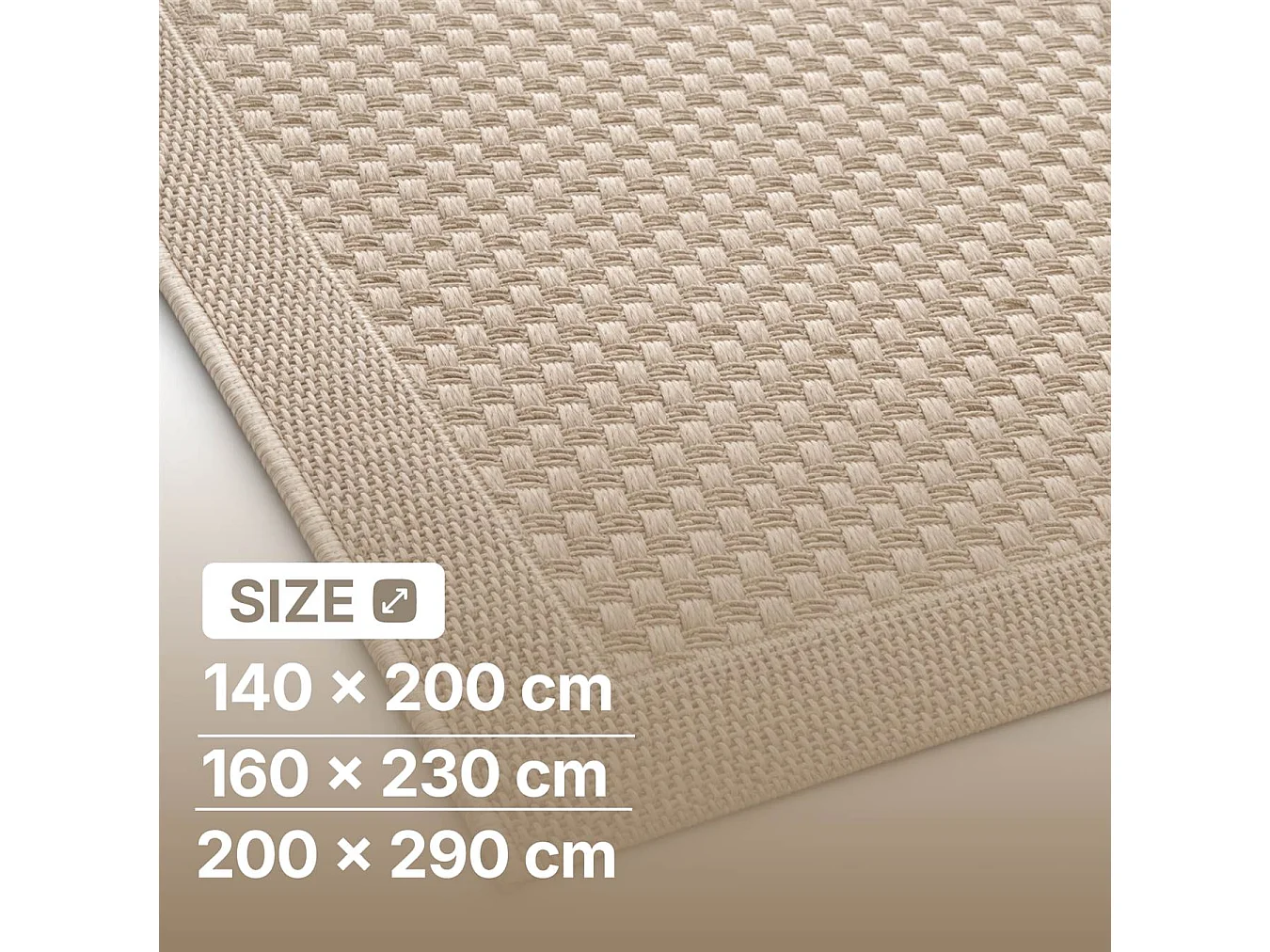 The White Stone Tapis Extérieur Effet Tressé 160x230 cm Pierre | Pour Intérieur et Extérieur, Résistant aux UV et à l'Eau, Lavable | Tapis Tissé à Plat Effet Sisal