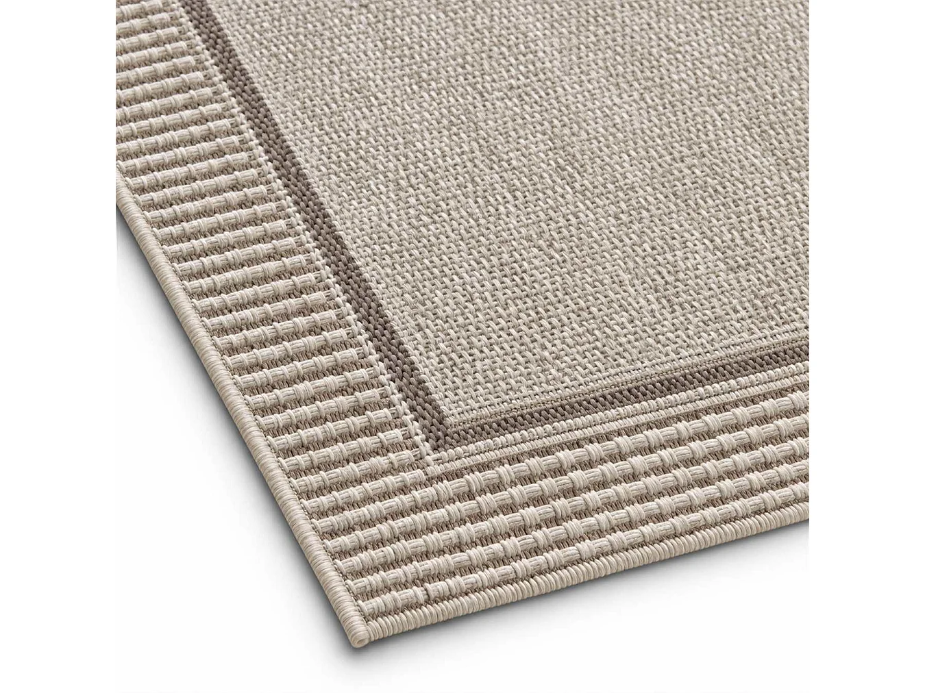 The White Stone Tapis Extérieur avec Bordure 160x230 cm Gris | Pour Intérieur et Extérieur, Résistant aux UV et à l'Eau, Lavable | Tapis en Polypropylène Tissé à