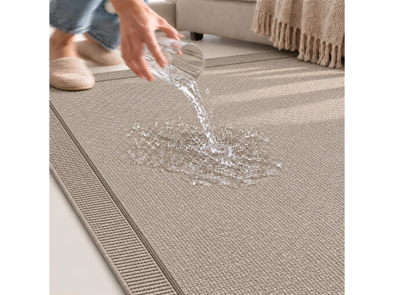The White Stone Tapis Extérieur avec Bordure 160x230 cm Gris | Pour Intérieur et Extérieur, Résistant aux UV et à l'Eau, Lavable | Tapis en Polypropylène Tissé à