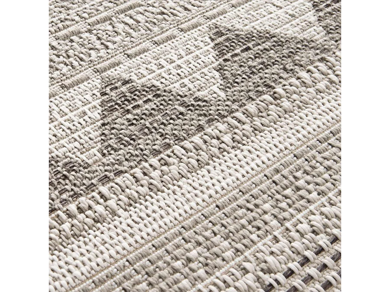 The White Stone Tappeto 200x290 cm Beige con Motivo Etnico per Interno ed Esterno | Resistente ai Raggi UV e all'Acqua, Lavabile | Tappeto in Polipropilene con