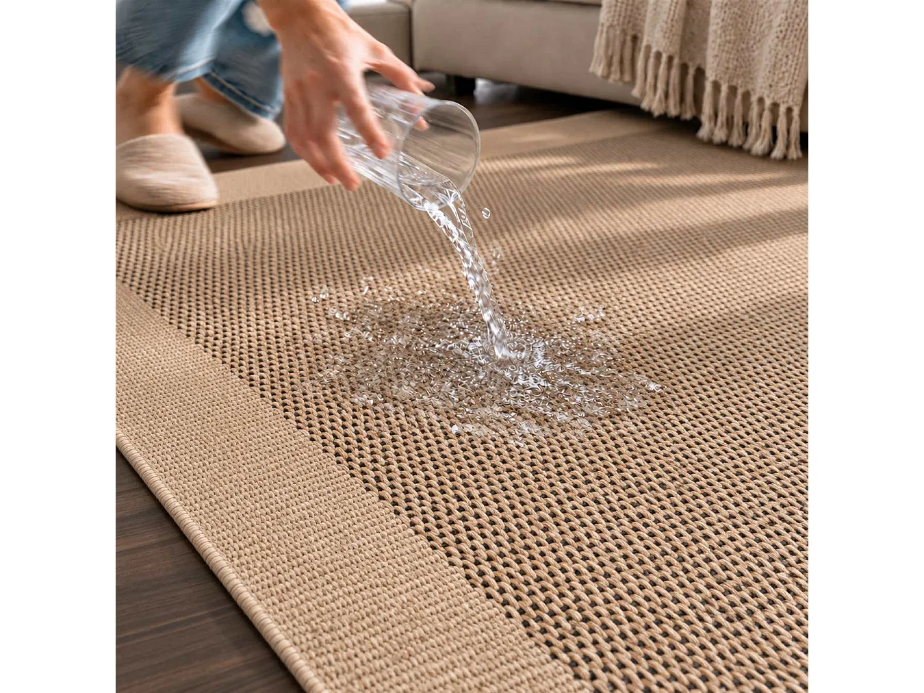The White Stone Tapis Extérieur avec Bande Extérieure 160x230 cm Tourterelle | Pour Intérieur et Extérieur, Résistant aux UV et à l'Eau, Lavable | Tapis en