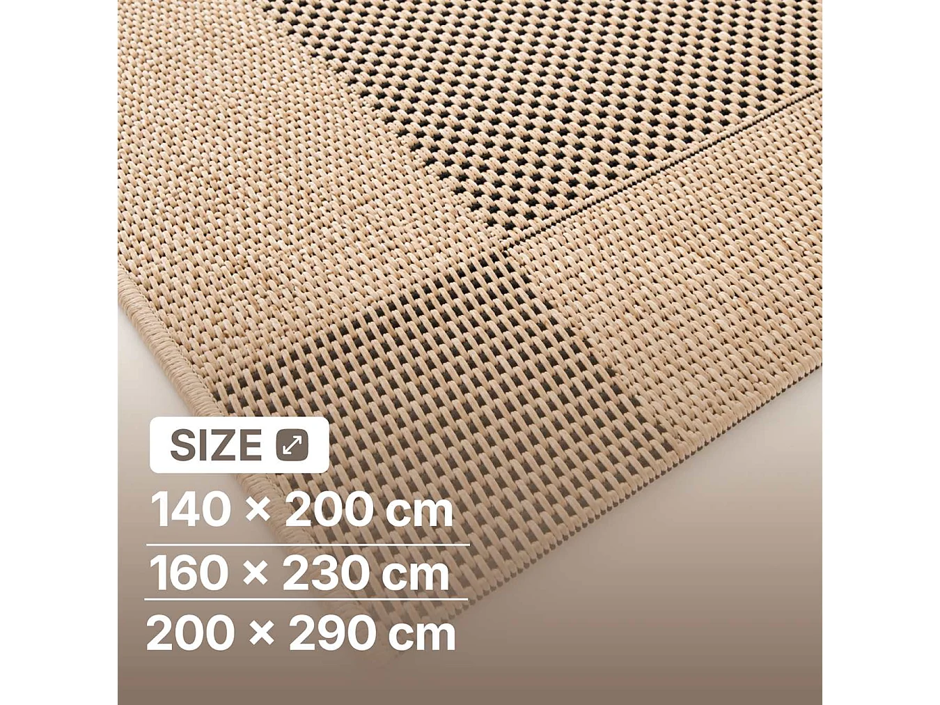 The White Stone Utomhusmatta med bred kantrand 140x200 cm duvgrå | För inomhus- och utomhusbruk, UV- och vattentålig, tvättbar | Flatvävd matta i polypropen med
