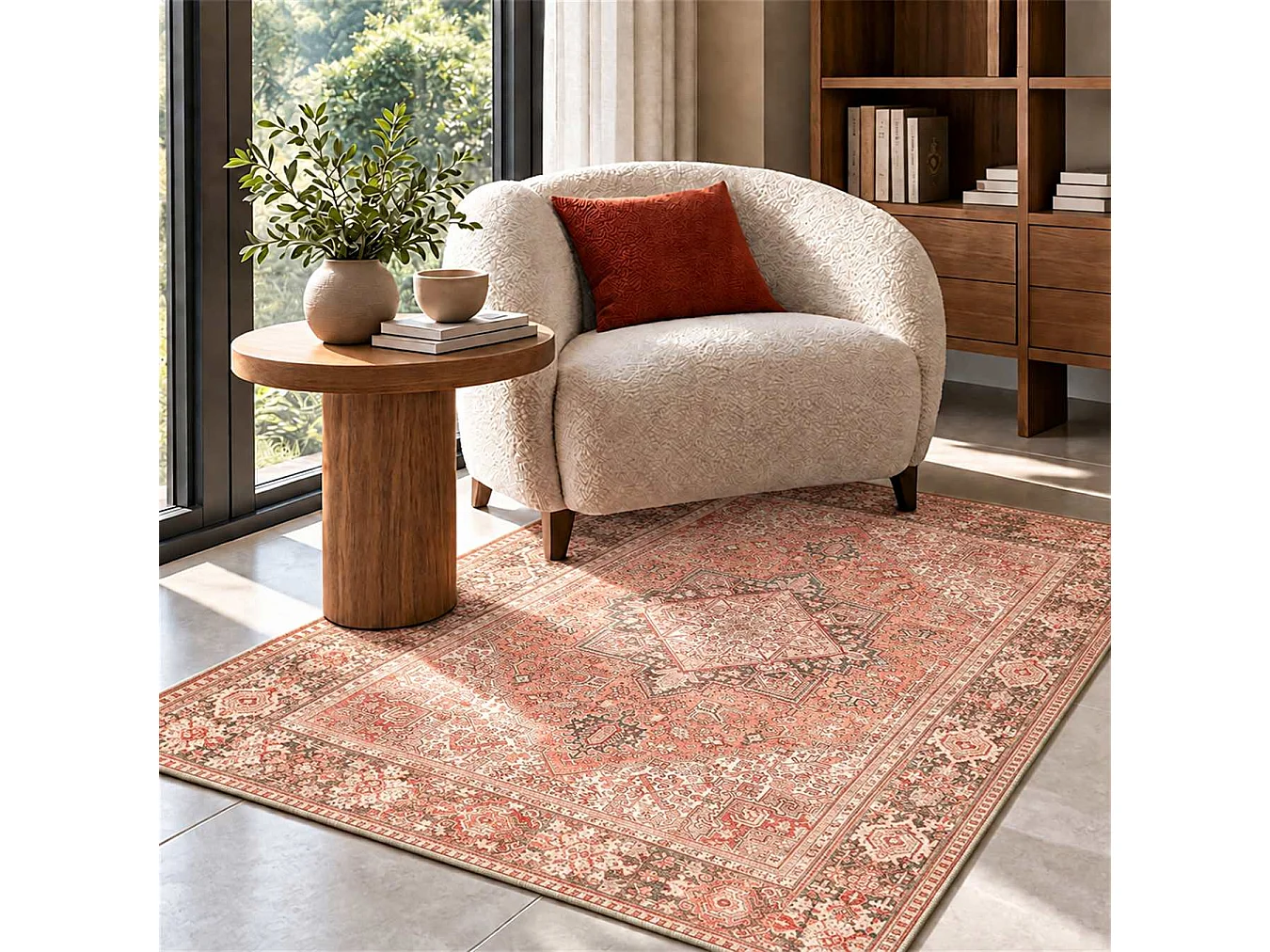 The White Stone Tappeto 160x230 cm Fantasia Shiraz | Tappeto Orientale Stile Persiano con Effetto Vintage Antichizzato | Pelo Corto in 100% Poliestere, Stampa