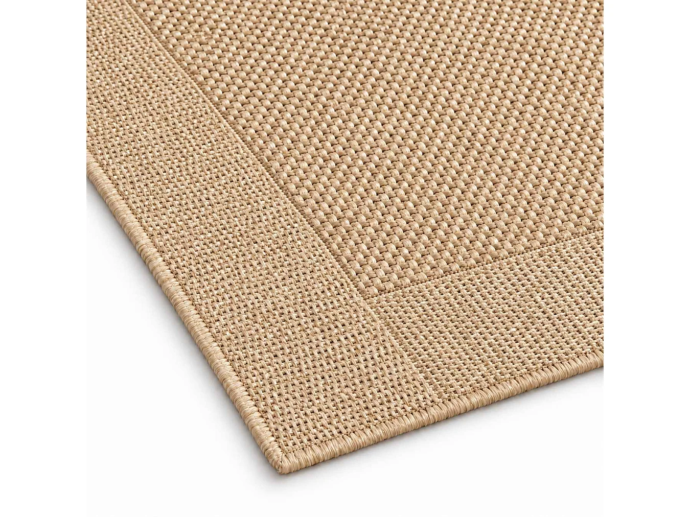 The White Stone Dywan zewnętrzny z obramowaniem 140x200 cm beżowy | Do wnętrz i na zewnątrz, odporny na UV i wodę, można prać | Dywan z polipropylenu o płaskim