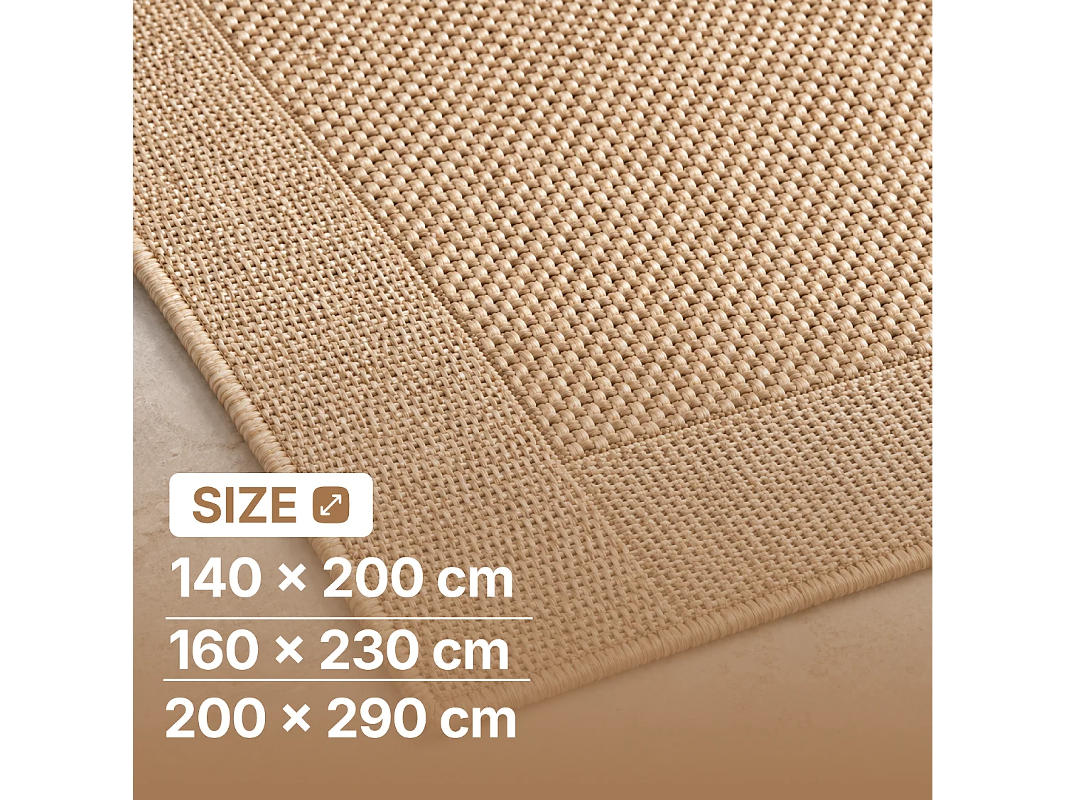 The White Stone Dywan zewnętrzny z obramowaniem 140x200 cm beżowy | Do wnętrz i na zewnątrz, odporny na UV i wodę, można prać | Dywan z polipropylenu o płaskim