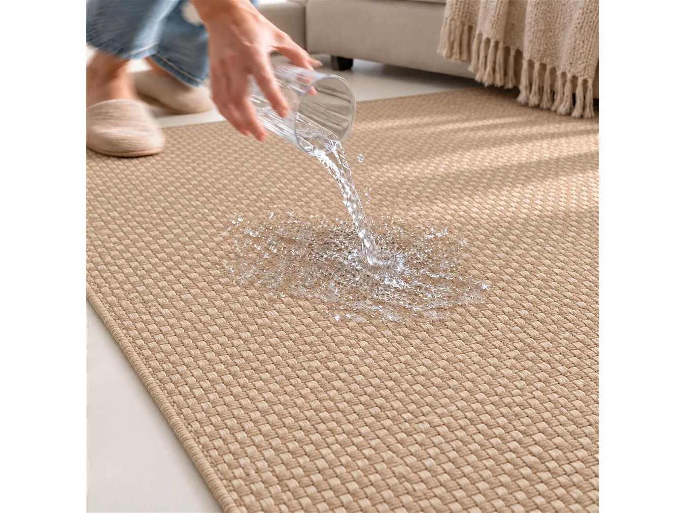 The White Stone Tapis Extérieur 200x290 cm Miel | Pour Intérieur et Extérieur, Résistant aux UV et à l'Eau, Lavable | Tapis en Polypropylène Tissé à Plat Effet