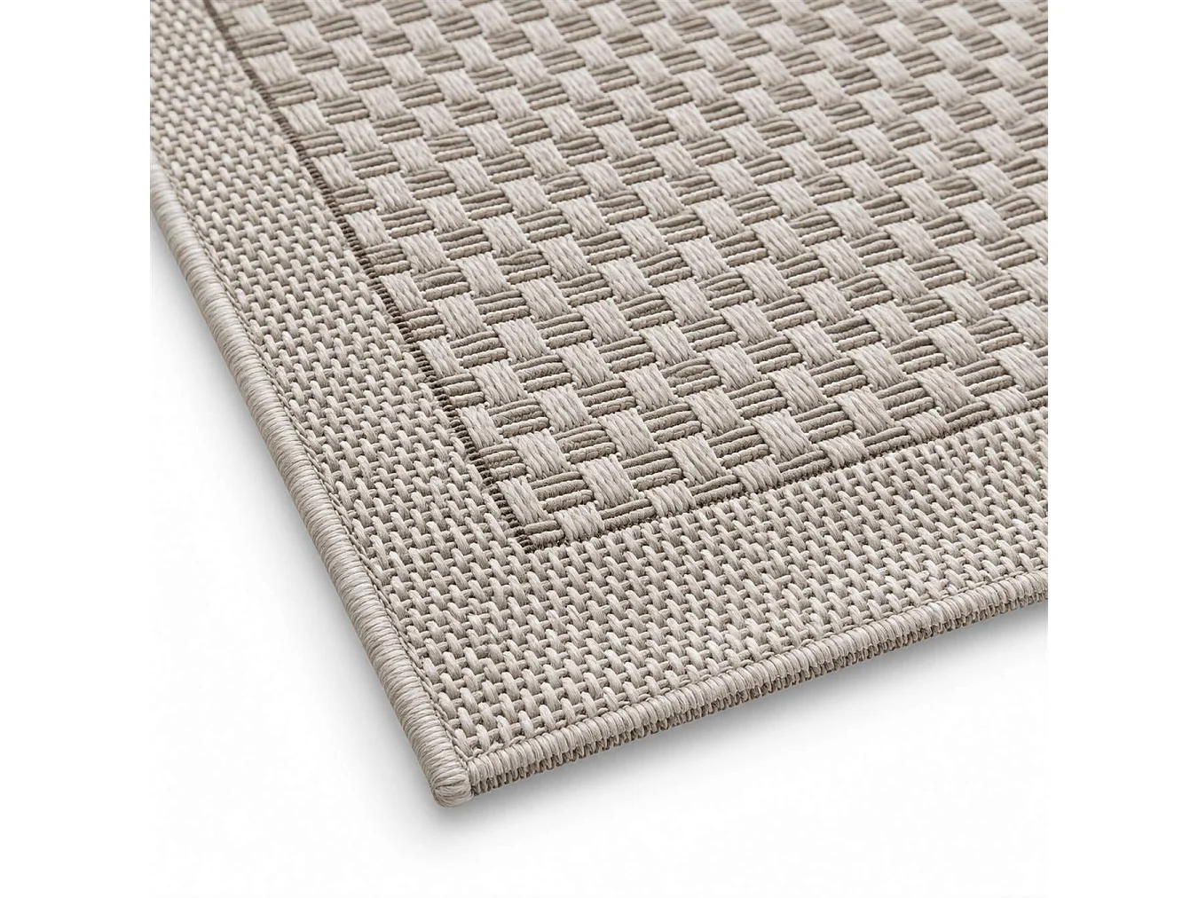 The White Stone Tapis Extérieur Effet Tressé 140x200 cm Greige | Pour Intérieur et Extérieur, Résistant aux UV et à l'Eau, Lavable | Tapis Tissé à Plat Effet Sisal