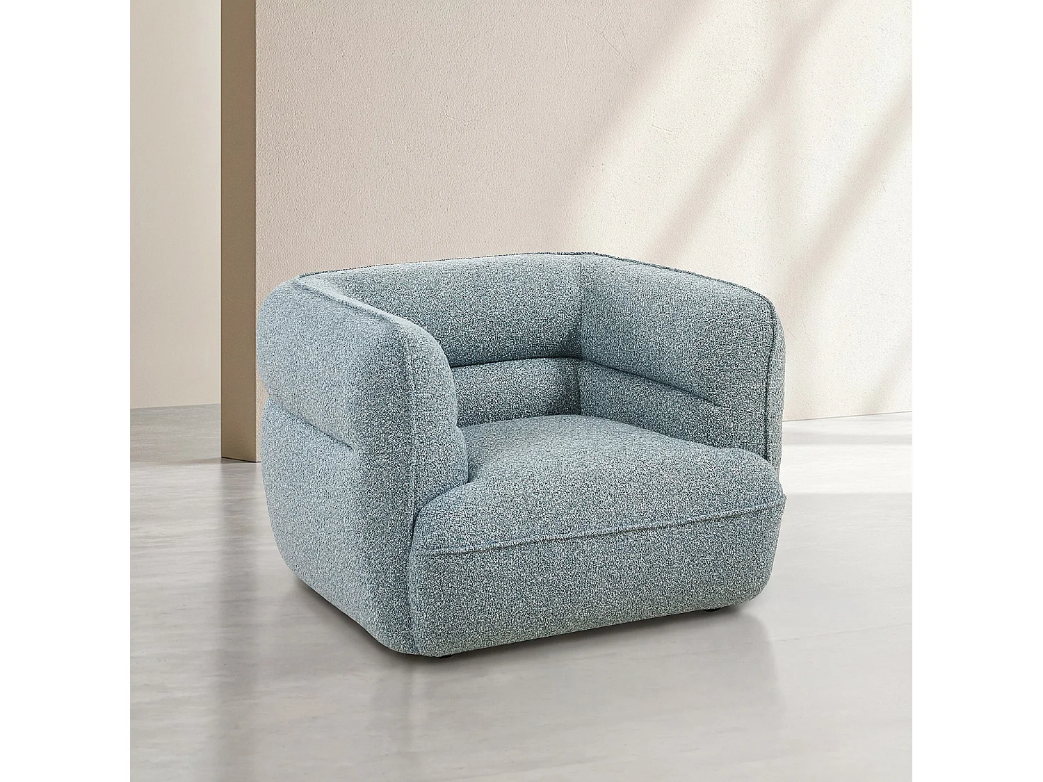 Habitat - Fauteuil en tissu bouclette - Bleu ciel - Marcel