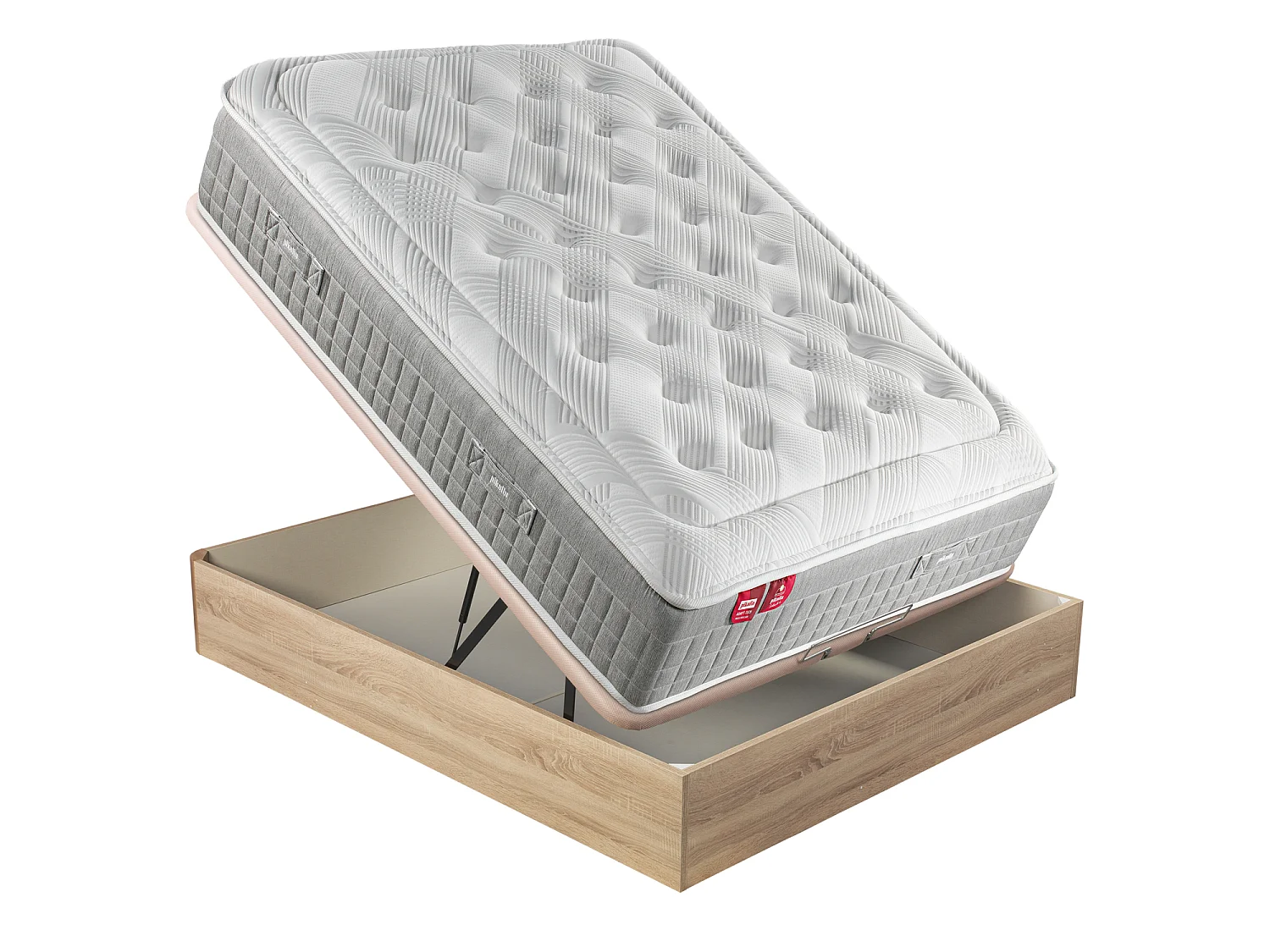 Pack PIKOLIN SLEEP con colchón de muelles ensacados y canapé, 135 x 190 cm, natural